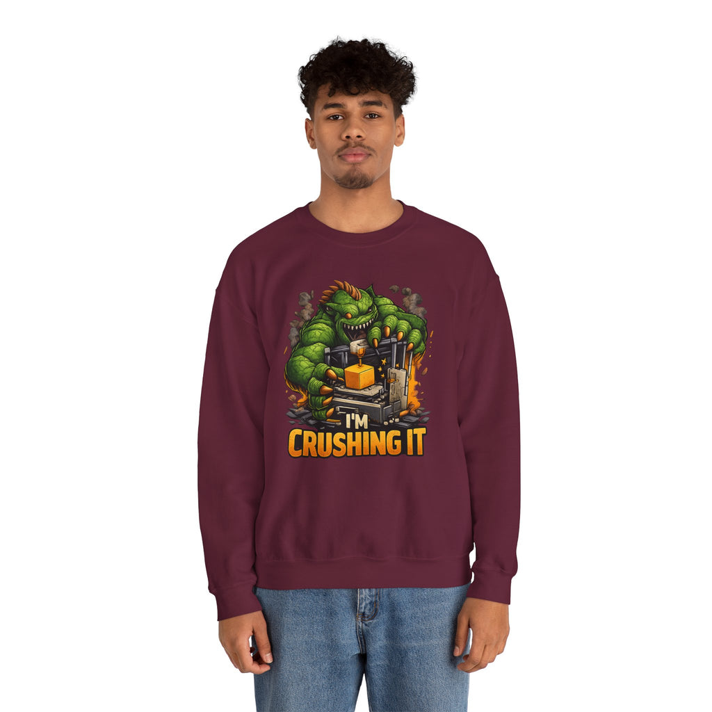 3D Printer Monster Crushing It sweatshirt | I'm Crushing It 3D Printing Crewneck