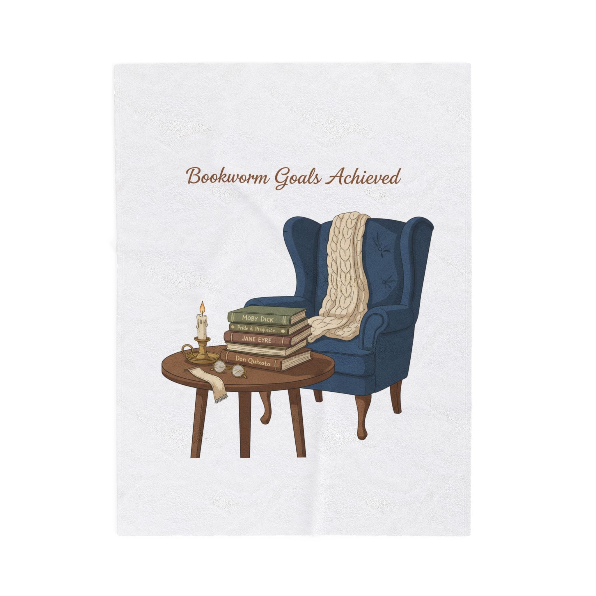 Bookworm Goals Achieved Velveteen Blanket | Reading Challenge, Cozy Library
