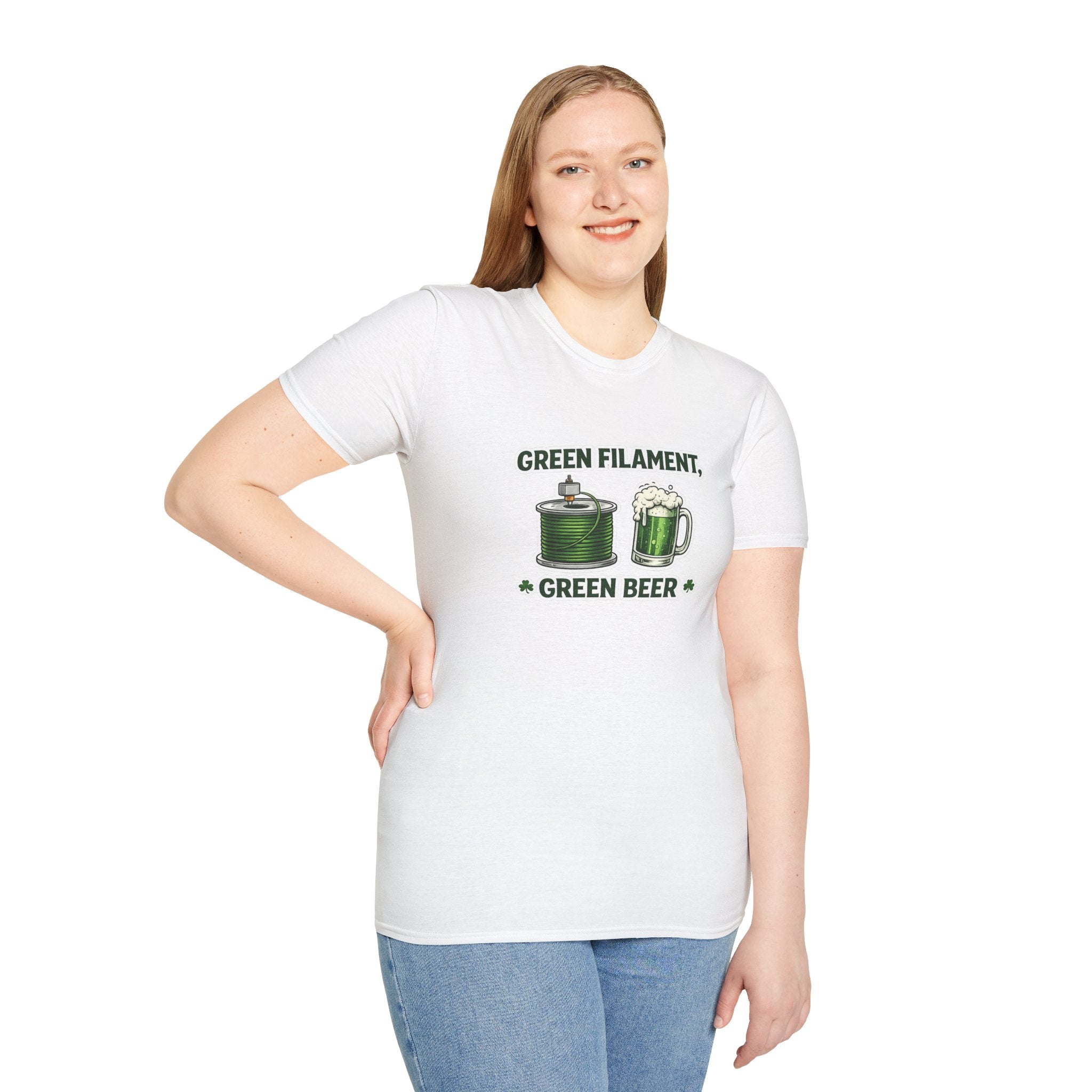 St. Patrick's Day 3D Printing T-Shirt - Green Filament & Green Beer - Funny Maker Holiday Tee