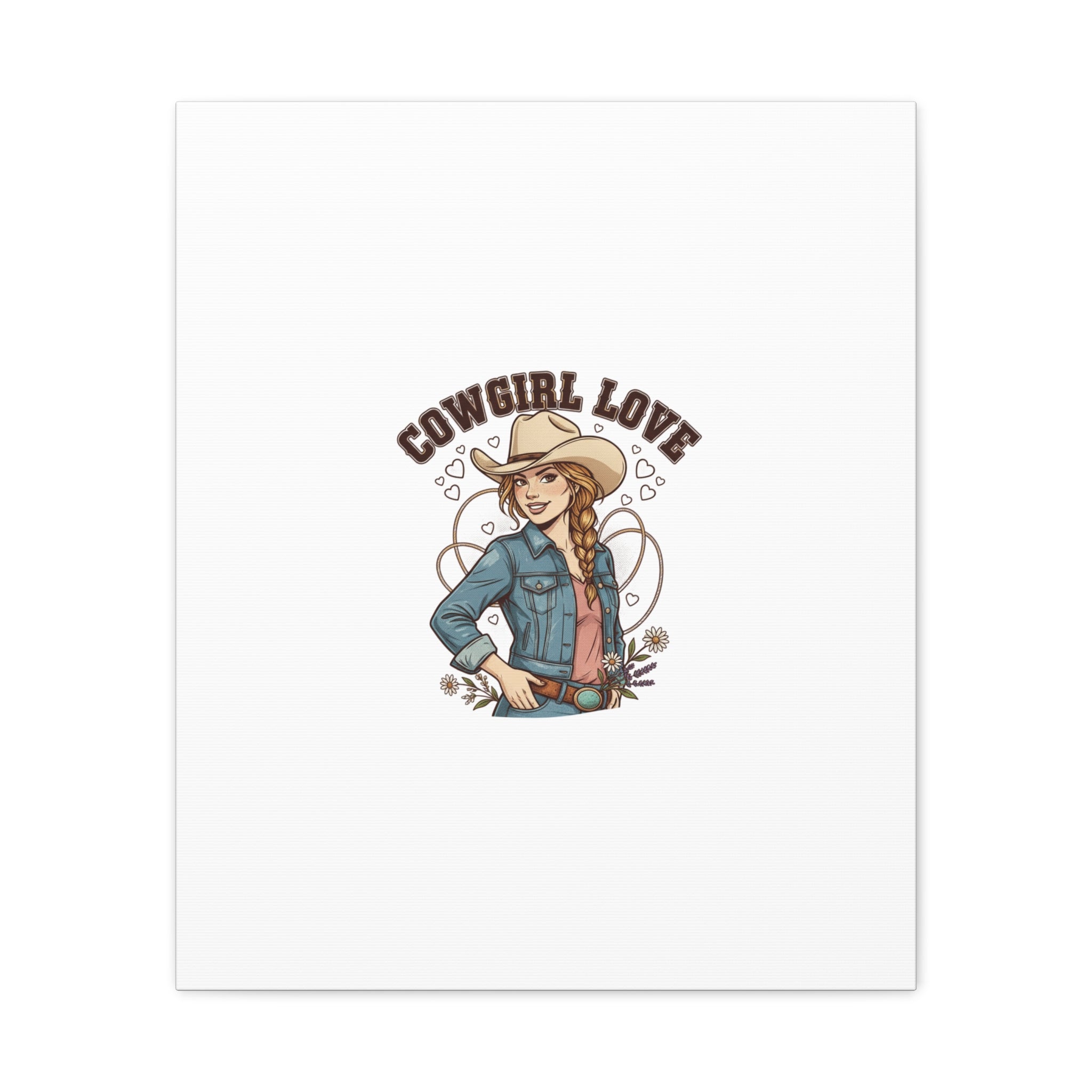 Cowgirl Love Canvas Print | Western Valentine, Boot Heart Art