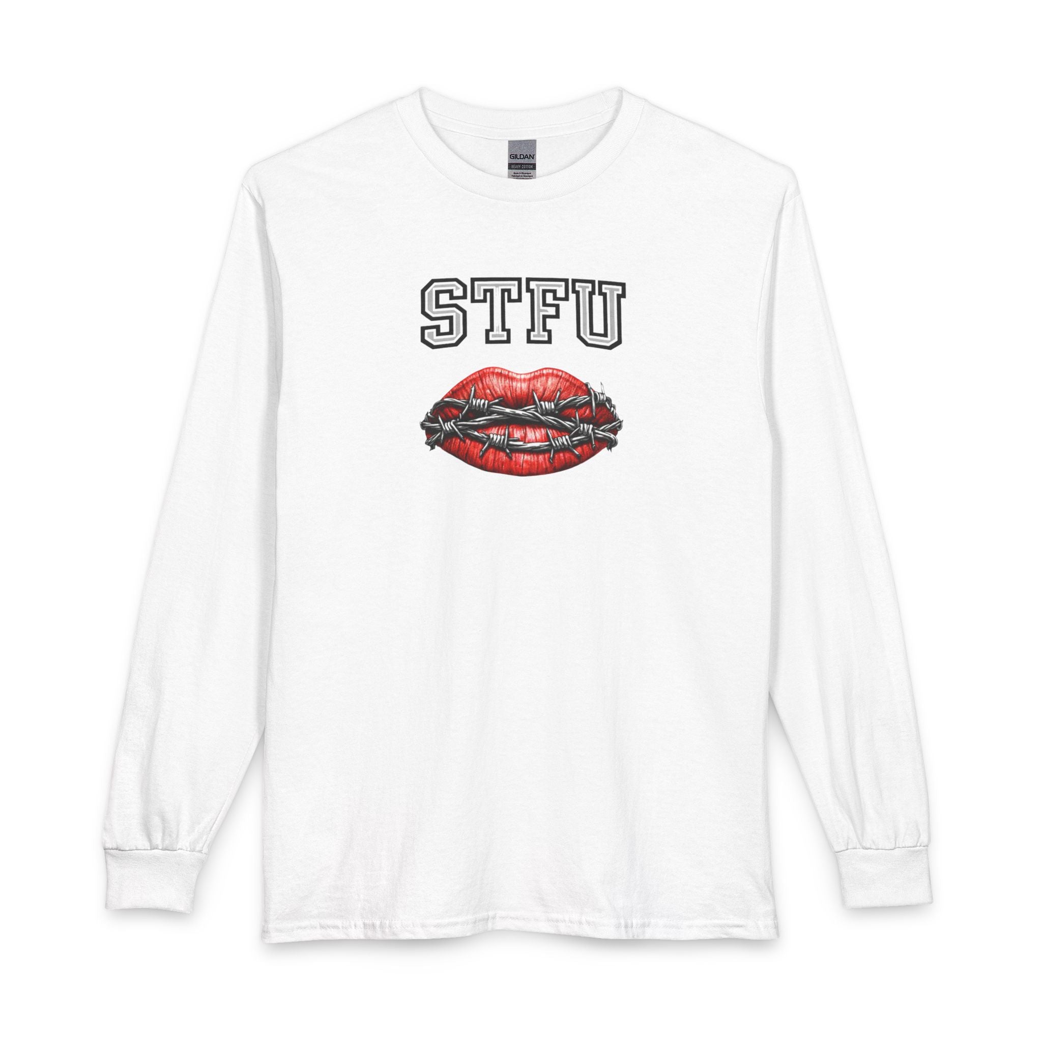 STFU Barbed Wire Lips Long Sleeve T-Shirt | Censored Graphic