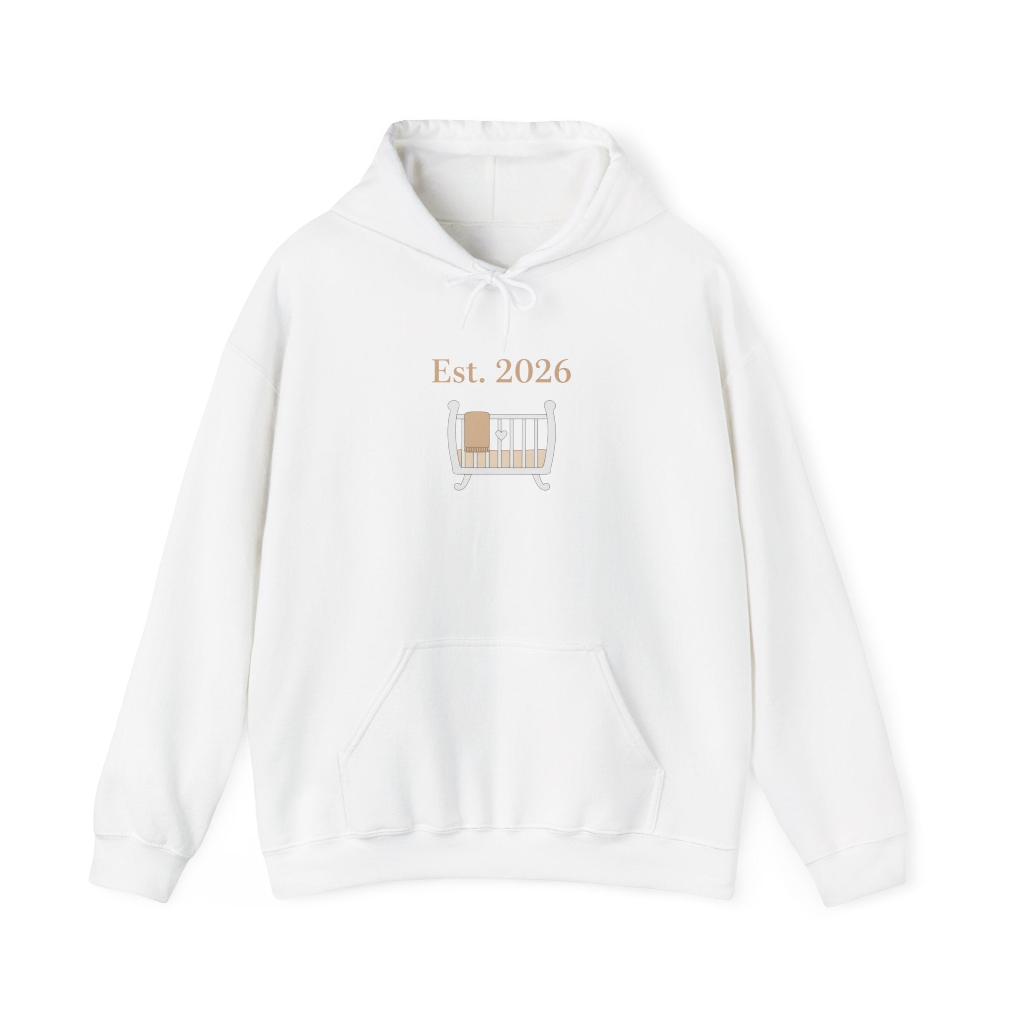 Est. 2026 Hoodie | Parent Announcement, Minimal Typewriter Badge