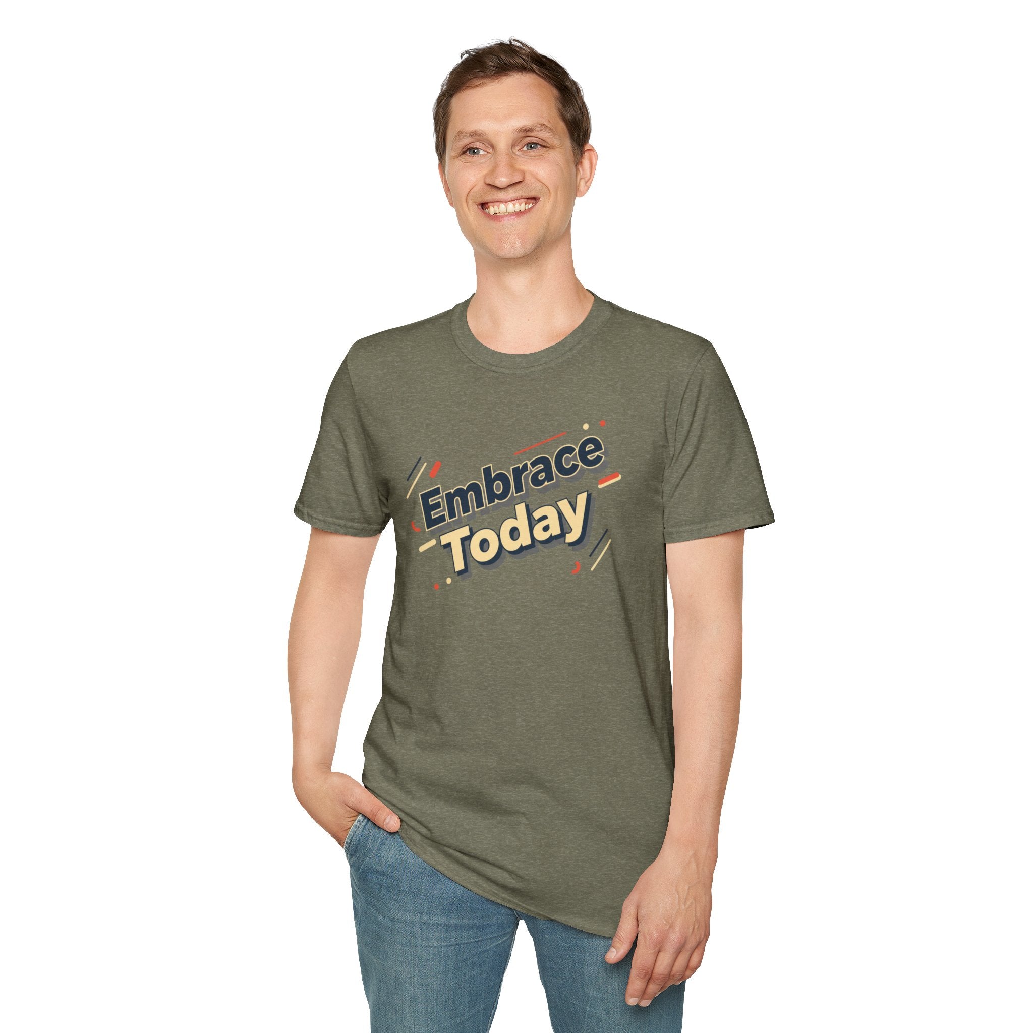 Embrace Today Tee | shadow typography shirt, 3D simple text