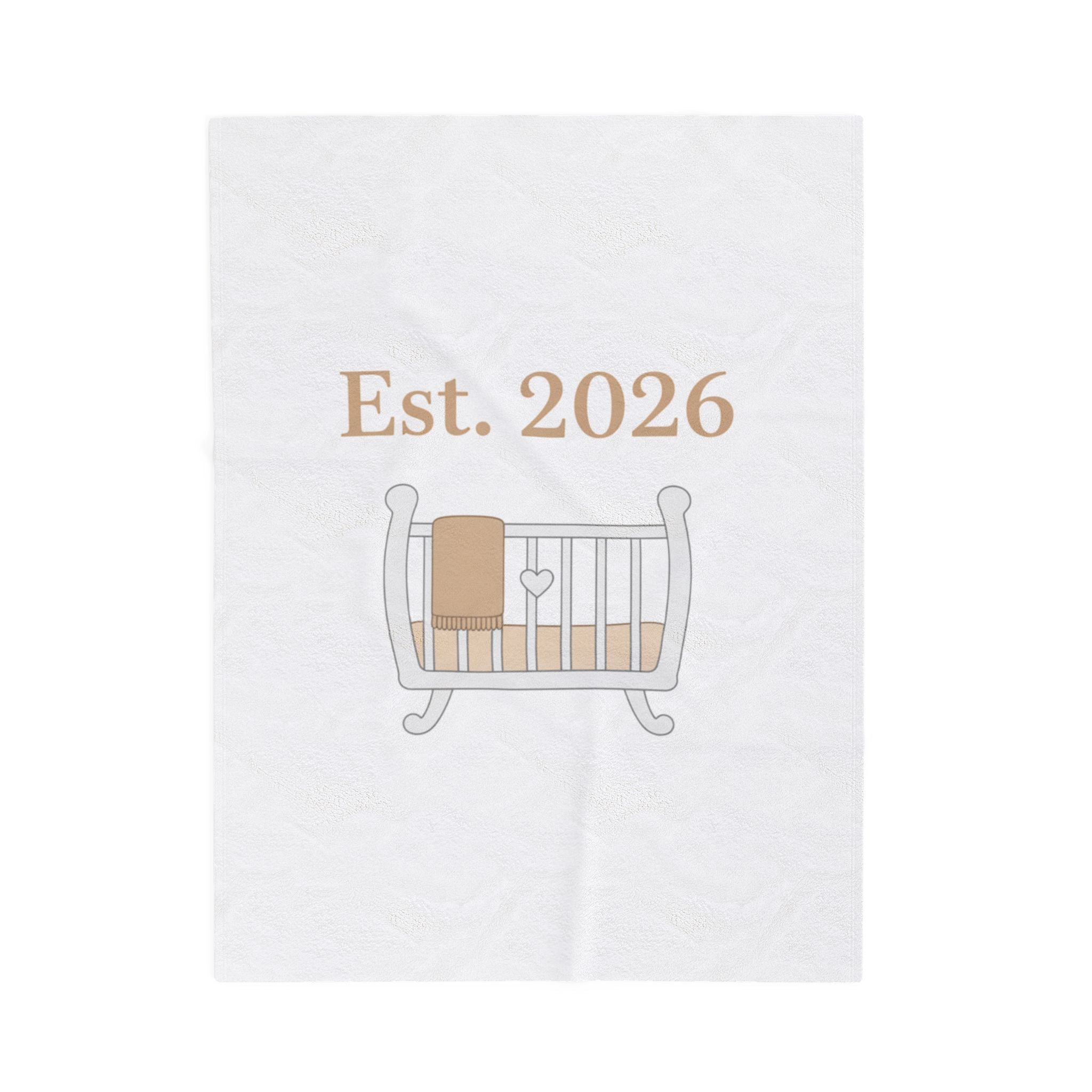 Est. 2026 Crib Illustration Velveteen Blanket | New Parent Keepsake