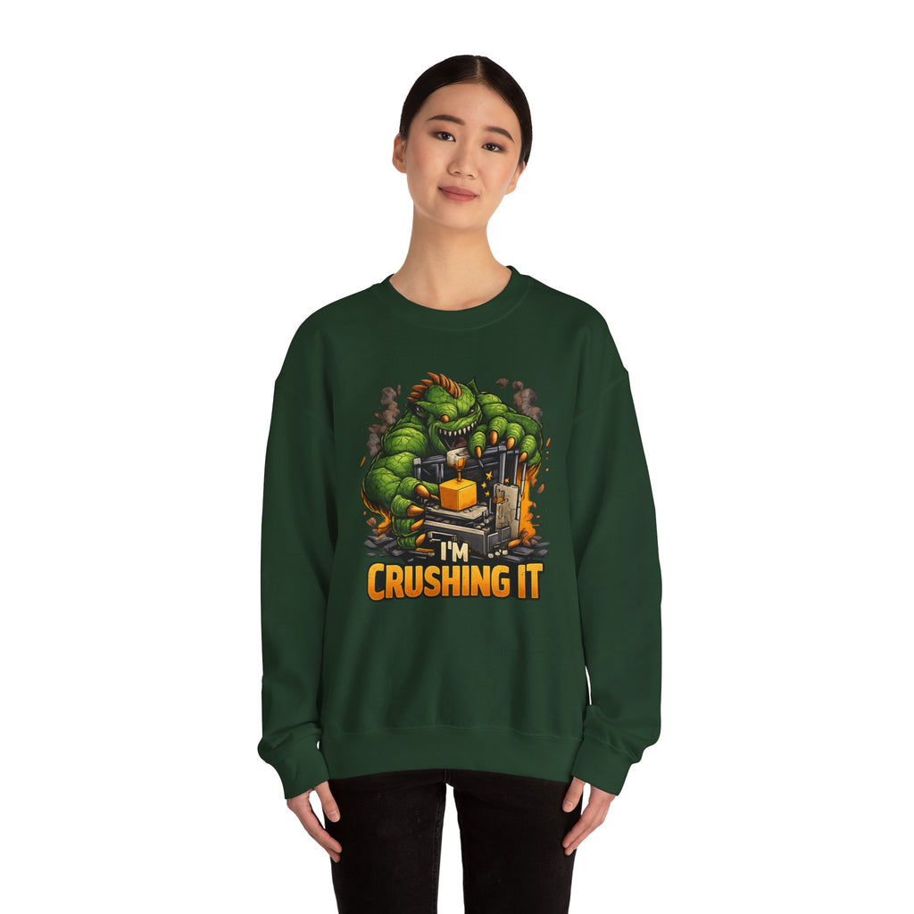 3D Printer Monster Crushing It sweatshirt | I'm Crushing It 3D Printing Crewneck