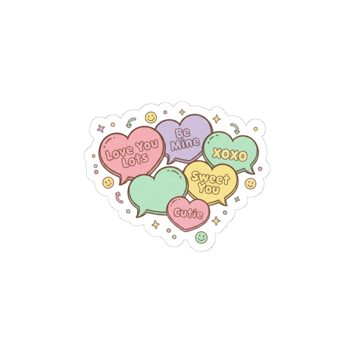 Candy Heart Conversation Hearts Sticker | Valentine Typography, Pastel XOXO