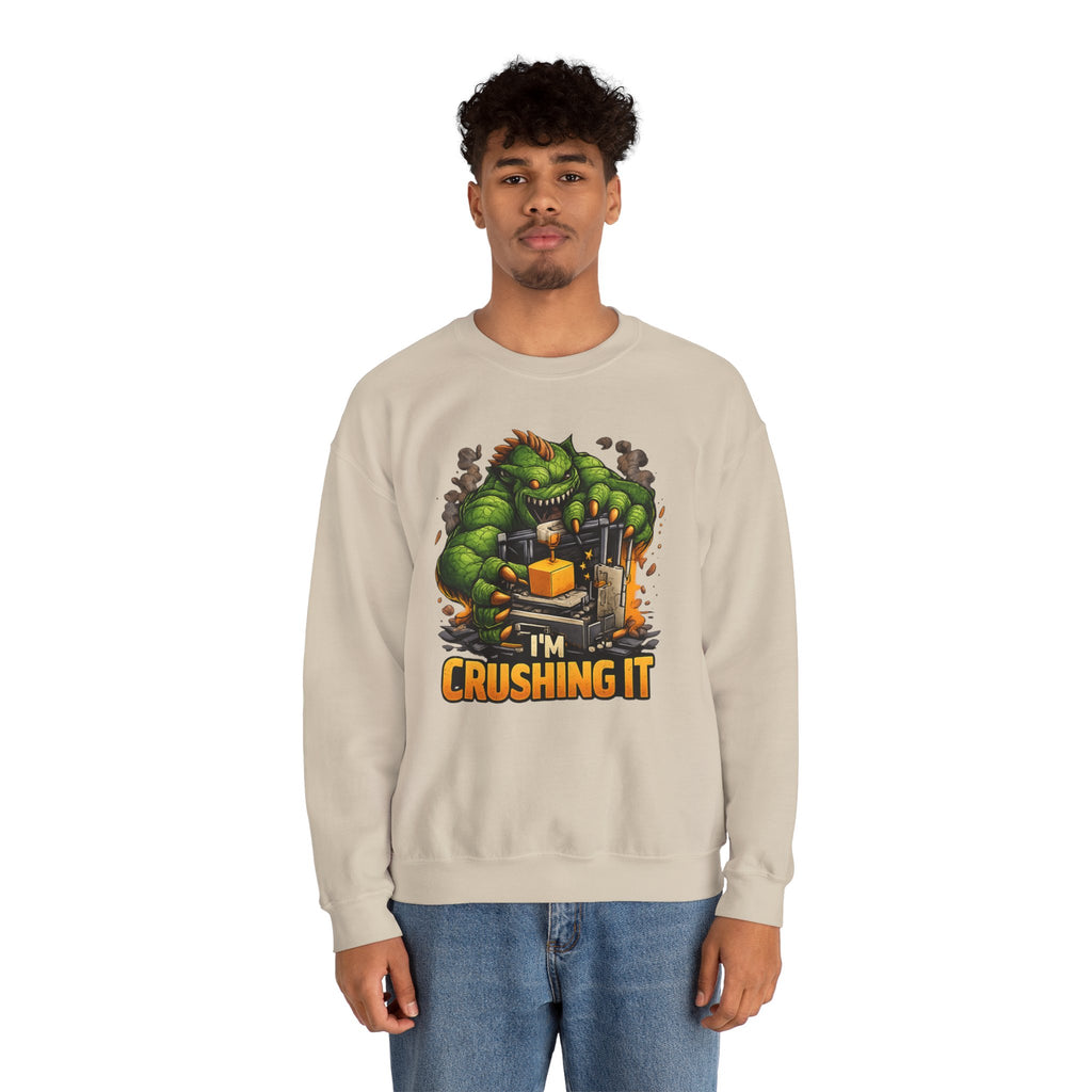 3D Printer Monster Crushing It sweatshirt | I'm Crushing It 3D Printing Crewneck