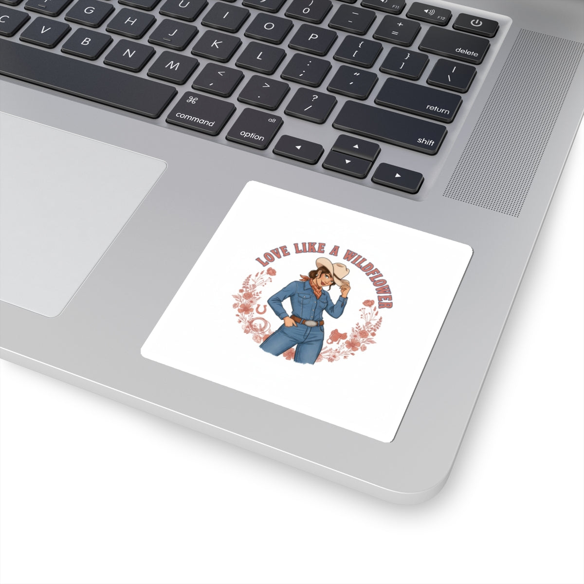 Love Like a Wildflower Kiss-Cut Sticker | Western Valentine, Cowgirl Boot Heart