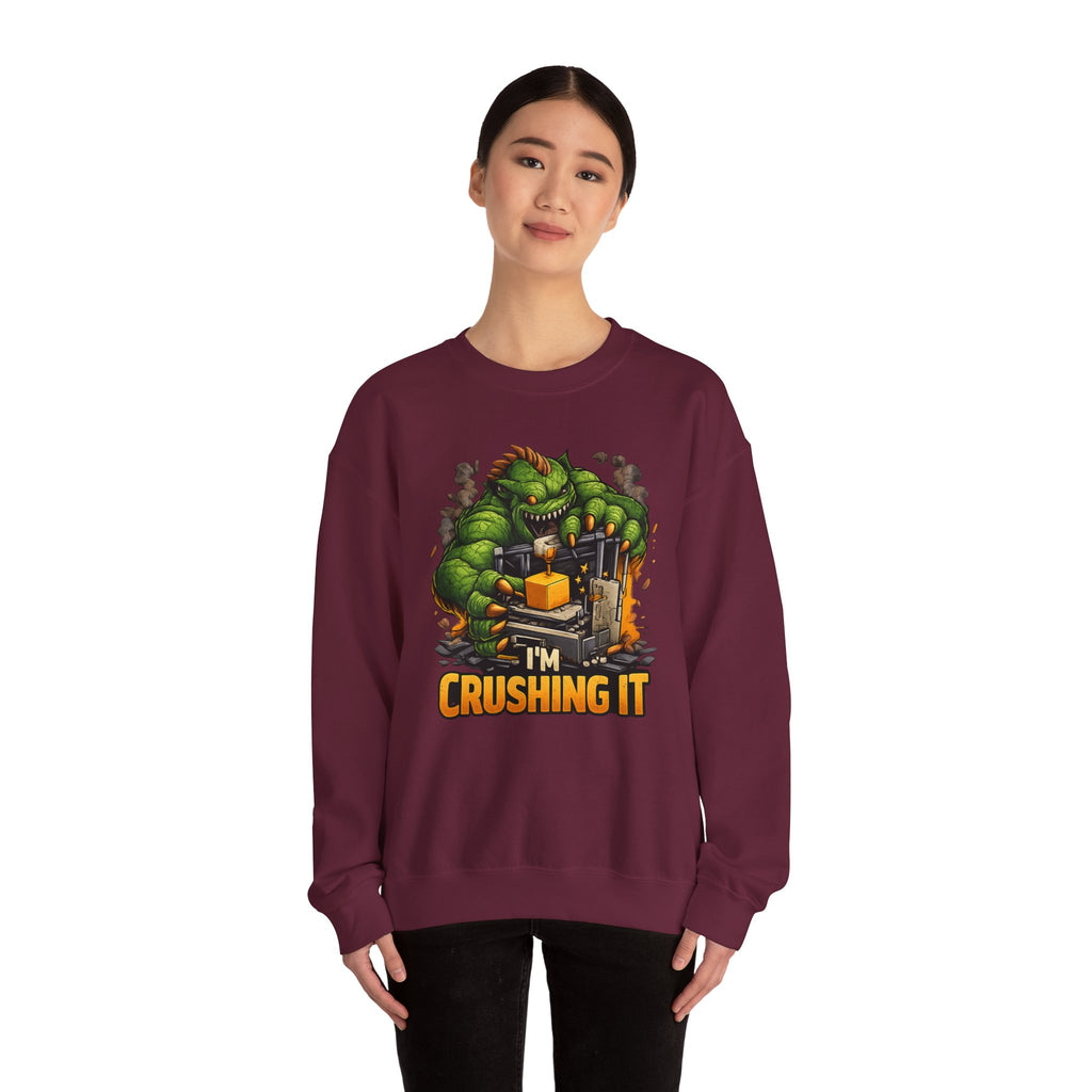 3D Printer Monster Crushing It sweatshirt | I'm Crushing It 3D Printing Crewneck