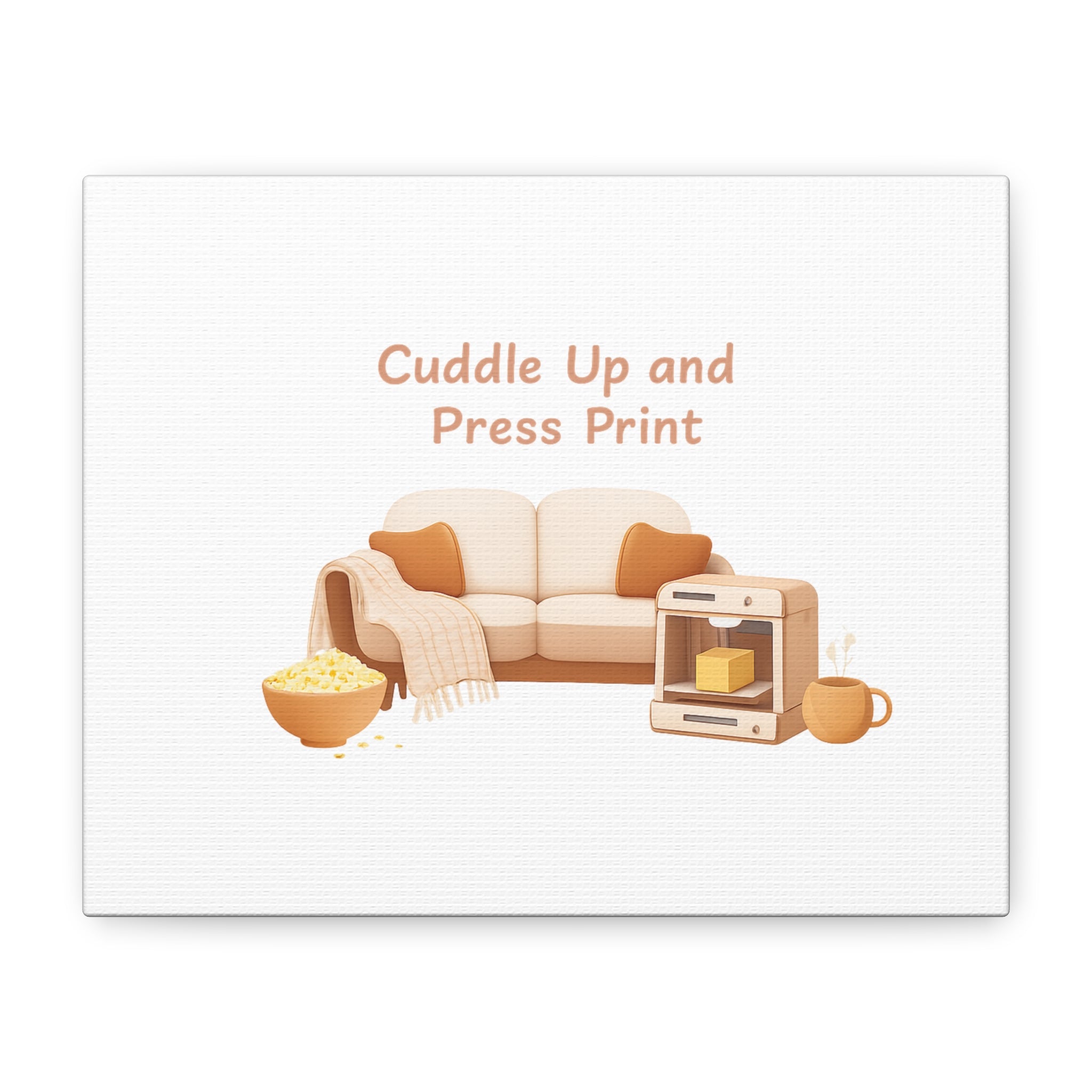 Cuddle Up and Press Print Canvas | cozy night art, home cinema decor