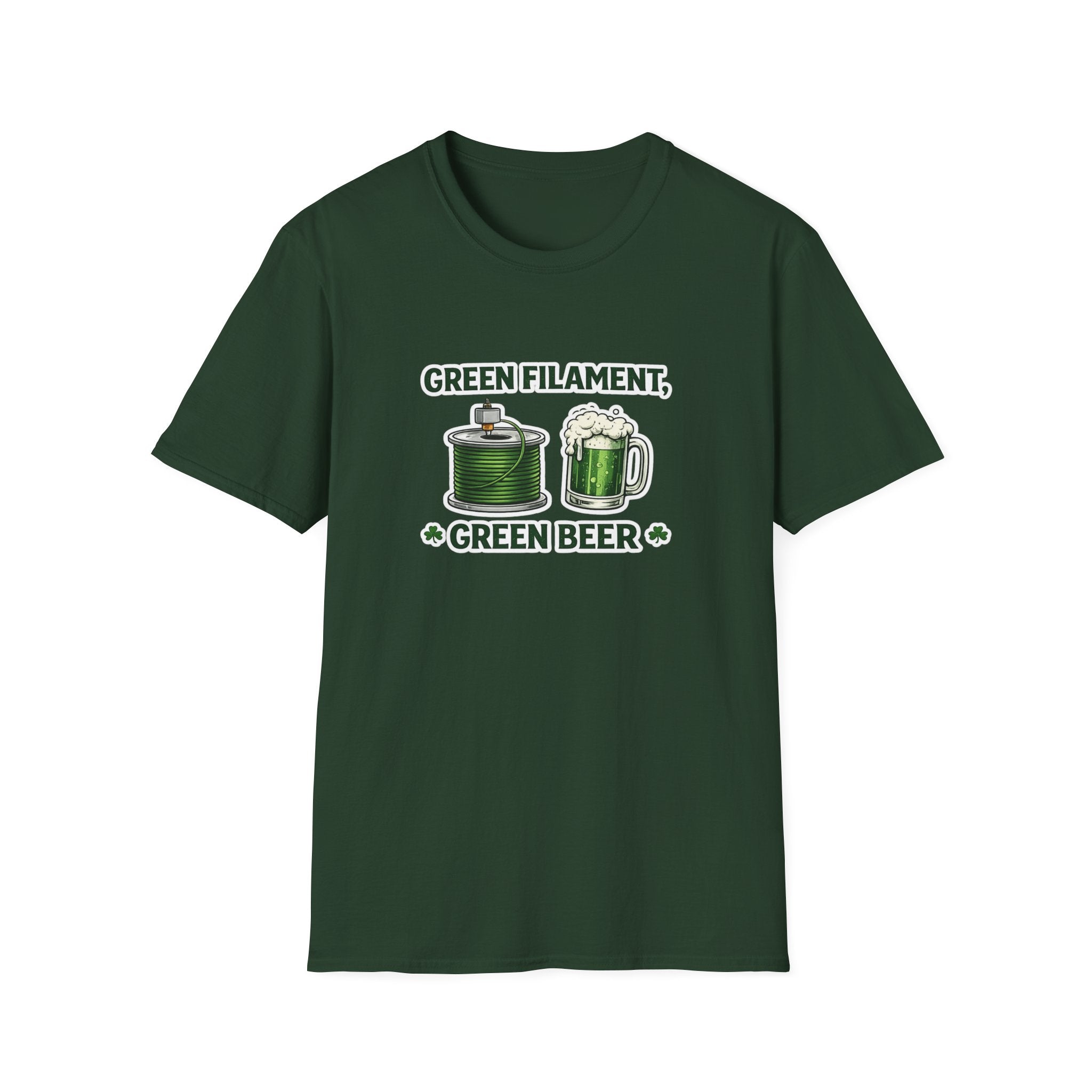 St. Patrick's Day 3D Printing T-Shirt - Green Filament & Green Beer - Funny Maker Holiday Tee