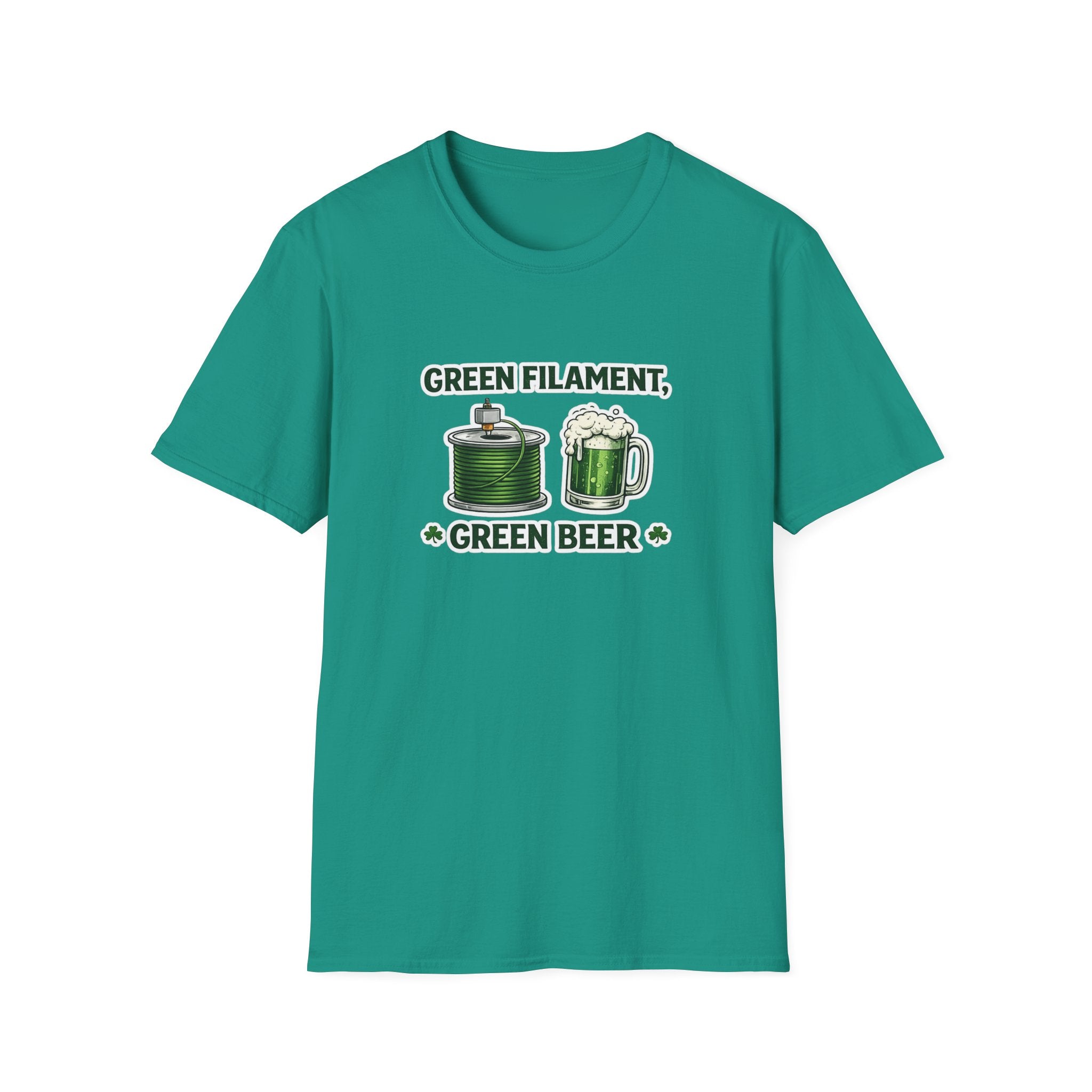 St. Patrick's Day 3D Printing T-Shirt - Green Filament & Green Beer - Funny Maker Holiday Tee