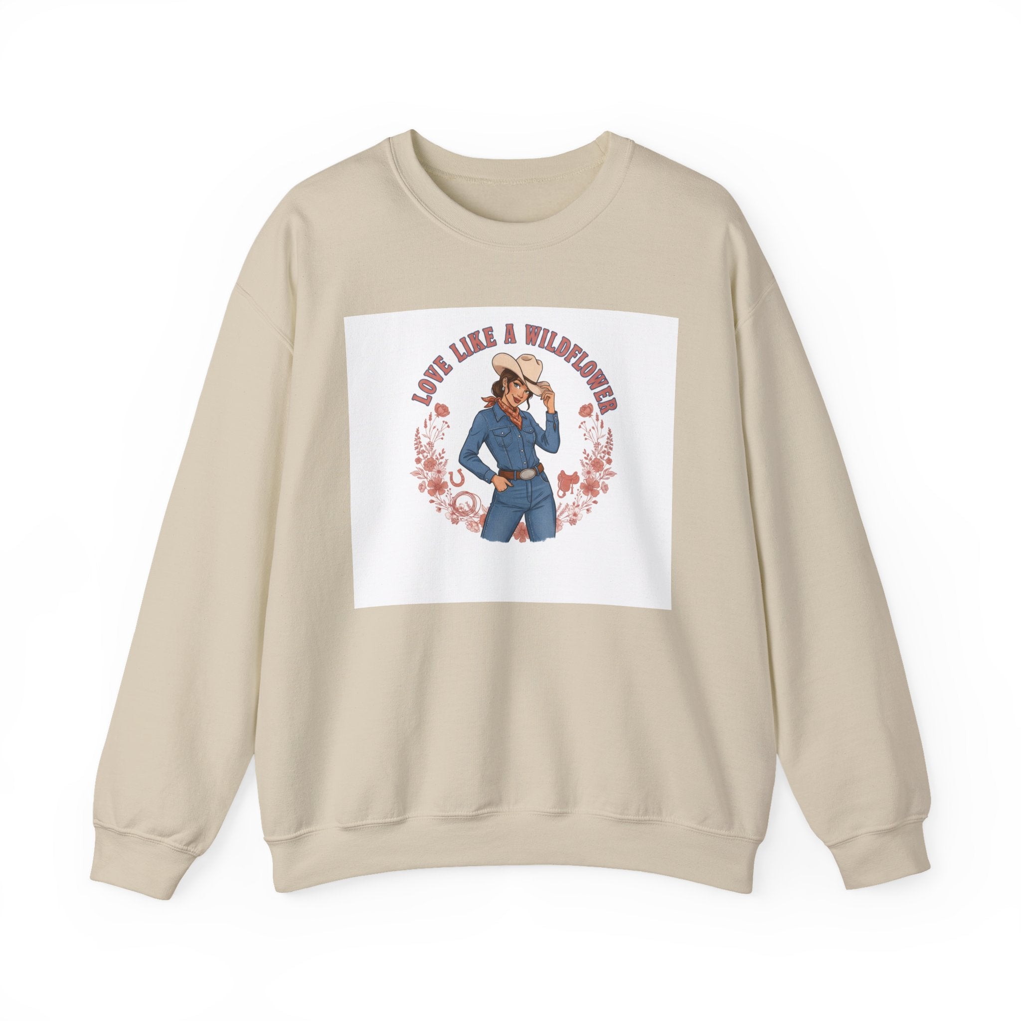 Cowgirl Love Badge Crewneck | Western Valentine, Boot Heart Design