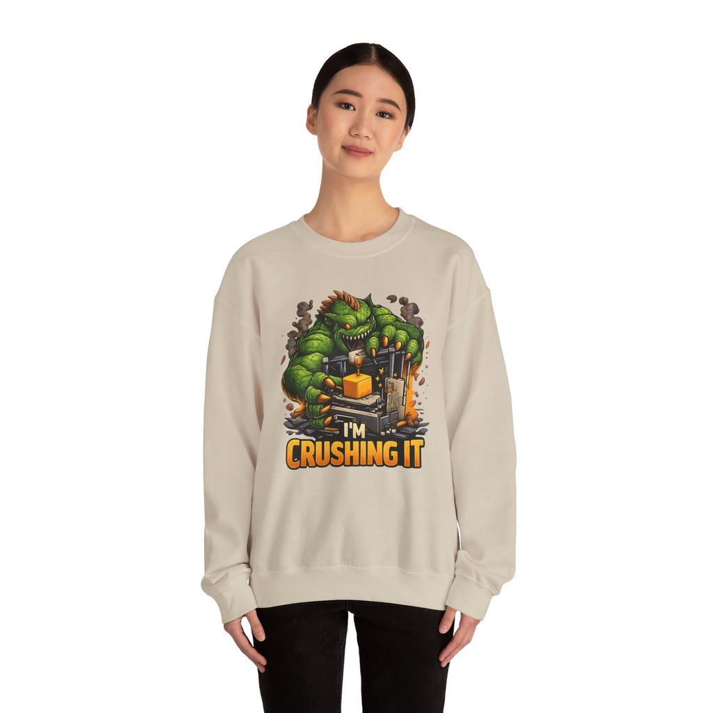 3D Printer Monster Crushing It sweatshirt | I'm Crushing It 3D Printing Crewneck