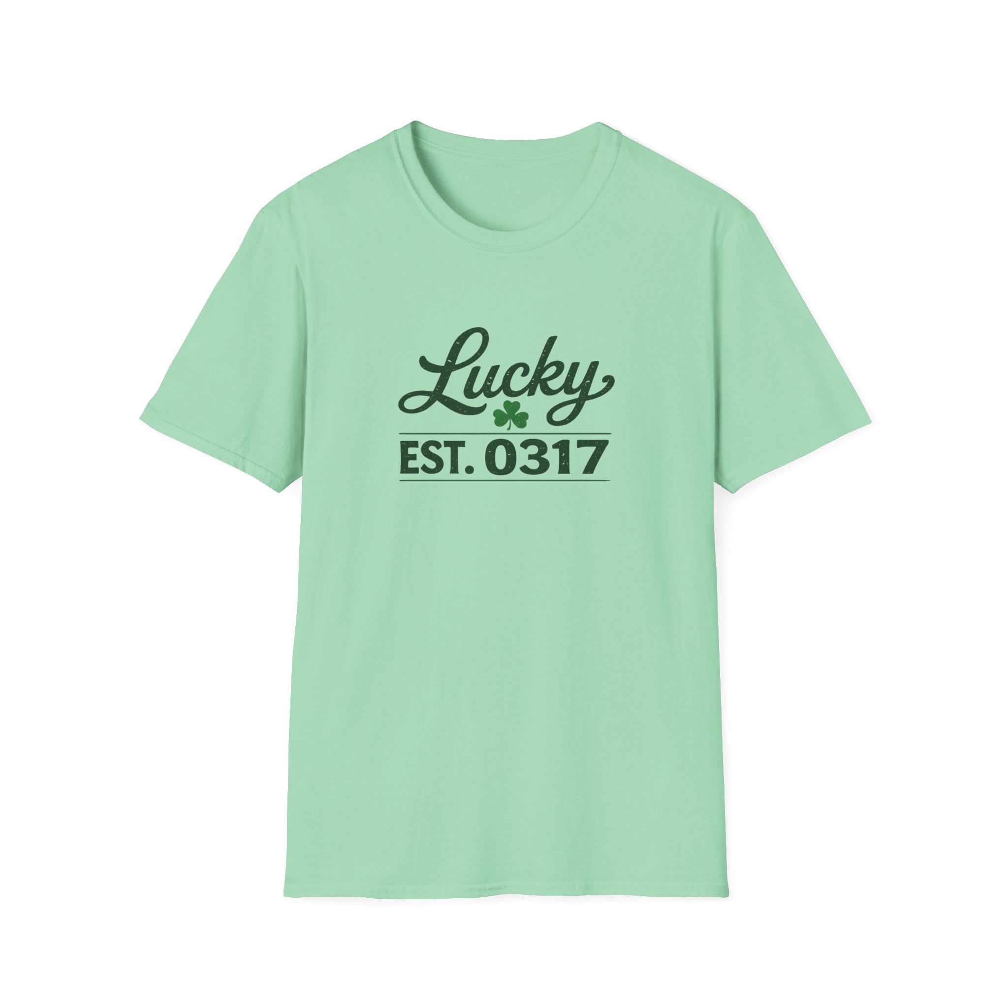 Lucky EST. 0317 T-Shirt - St. Patrick’s Day Shamrock Graphic Tee - Retro Lucky Irish Shirt