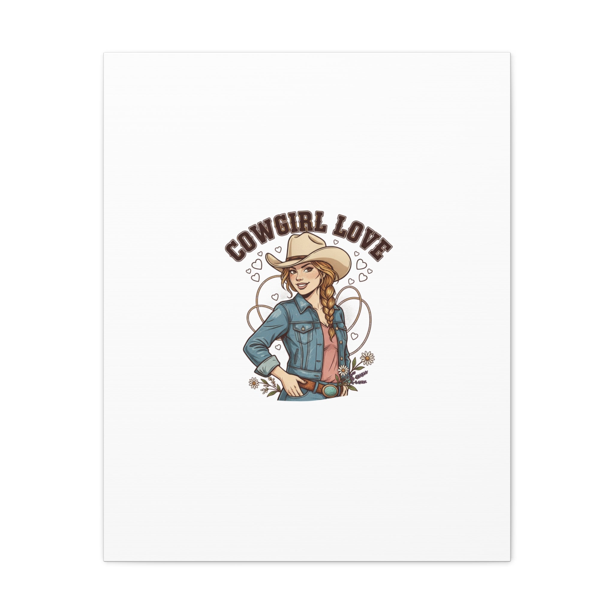 Cowgirl Love Canvas Print | Western Valentine, Boot Heart Art