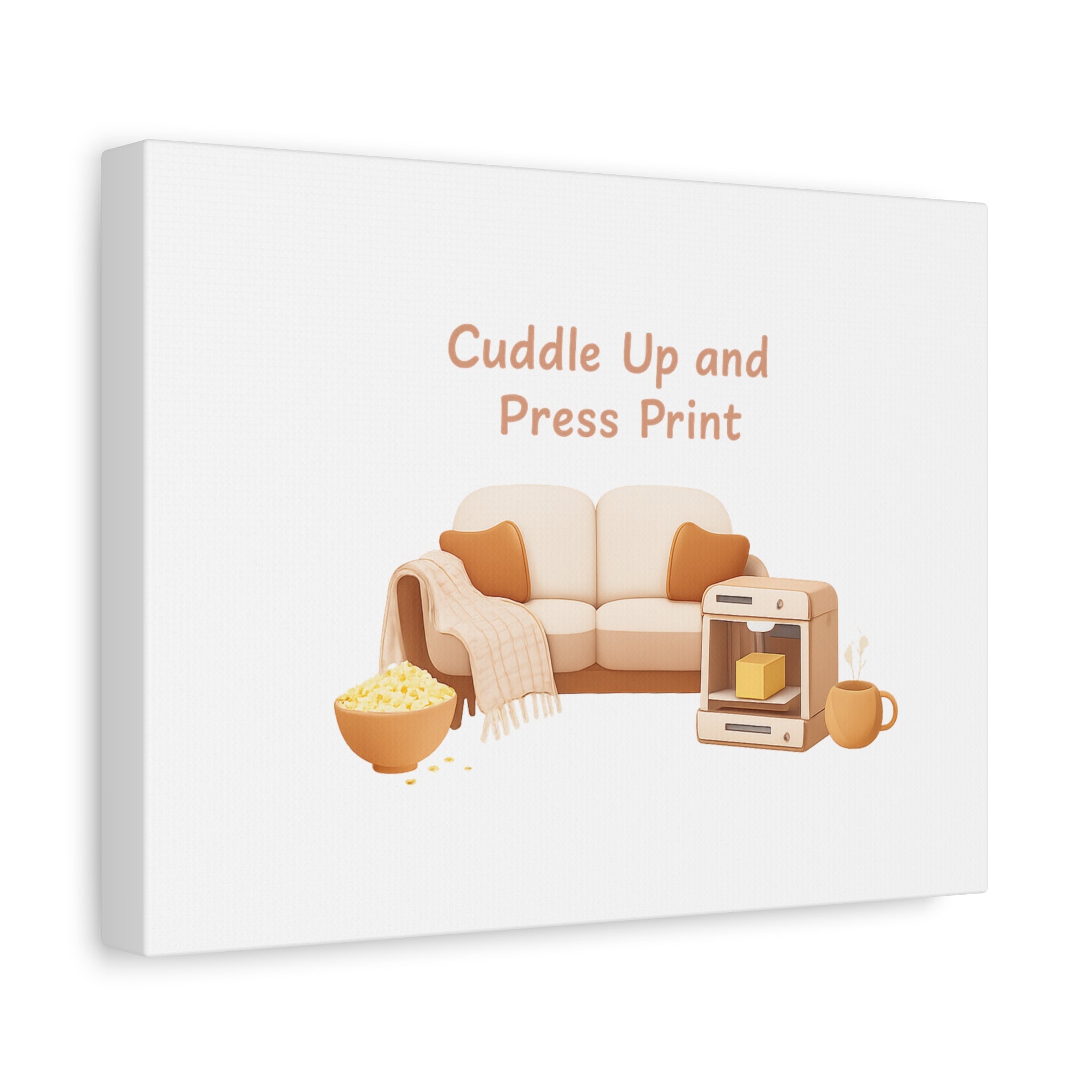 Cuddle Up and Press Print Canvas | cozy night art, home cinema decor