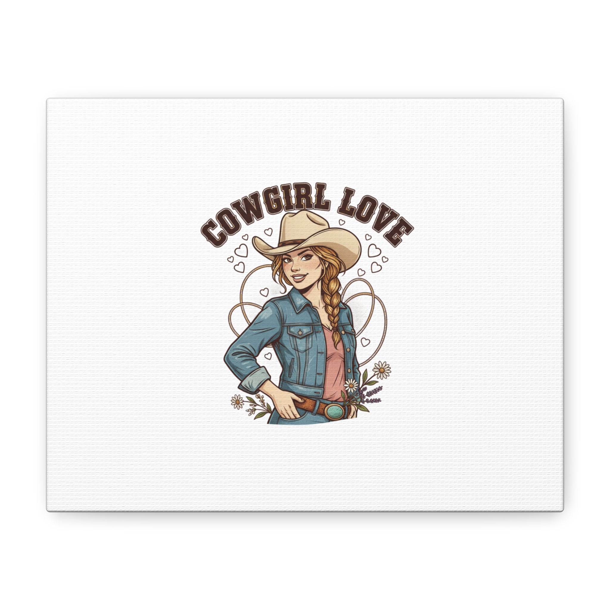 Cowgirl Love Canvas Print | Western Valentine, Boot Heart Art