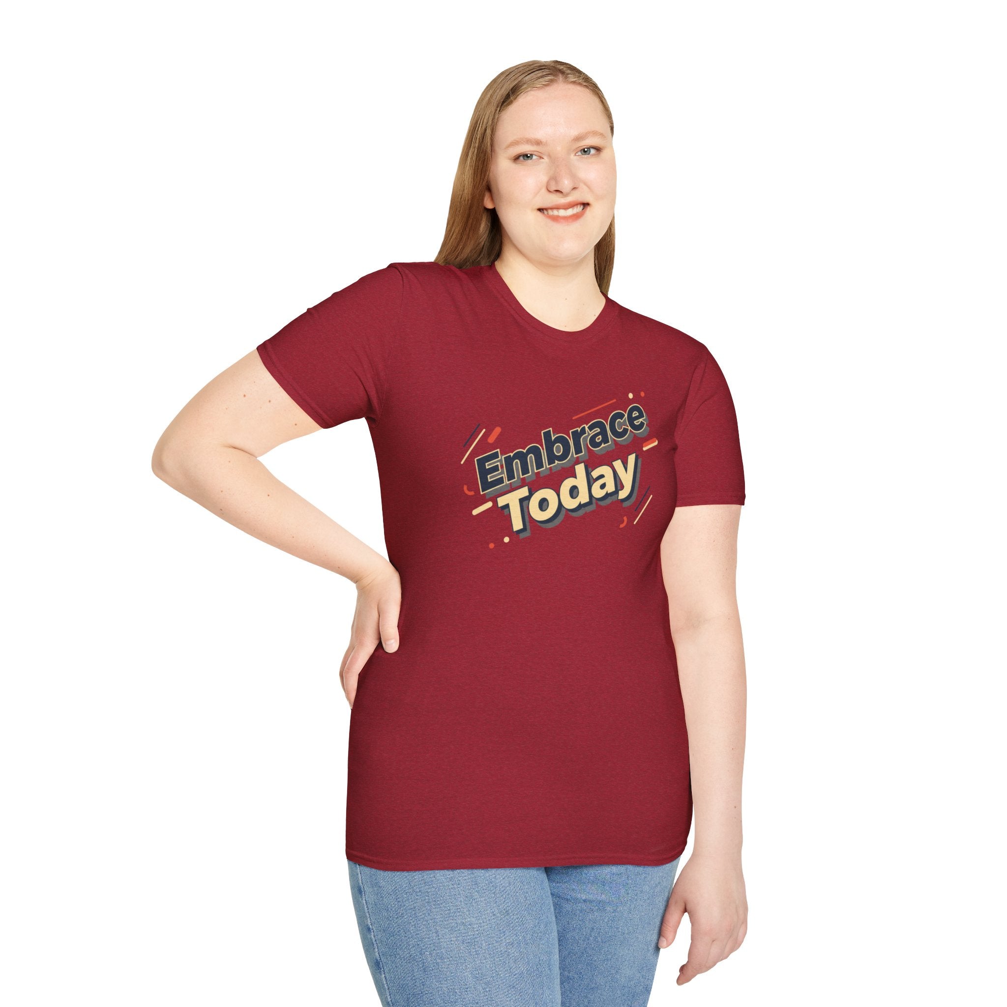 Embrace Today Tee | shadow typography shirt, 3D simple text