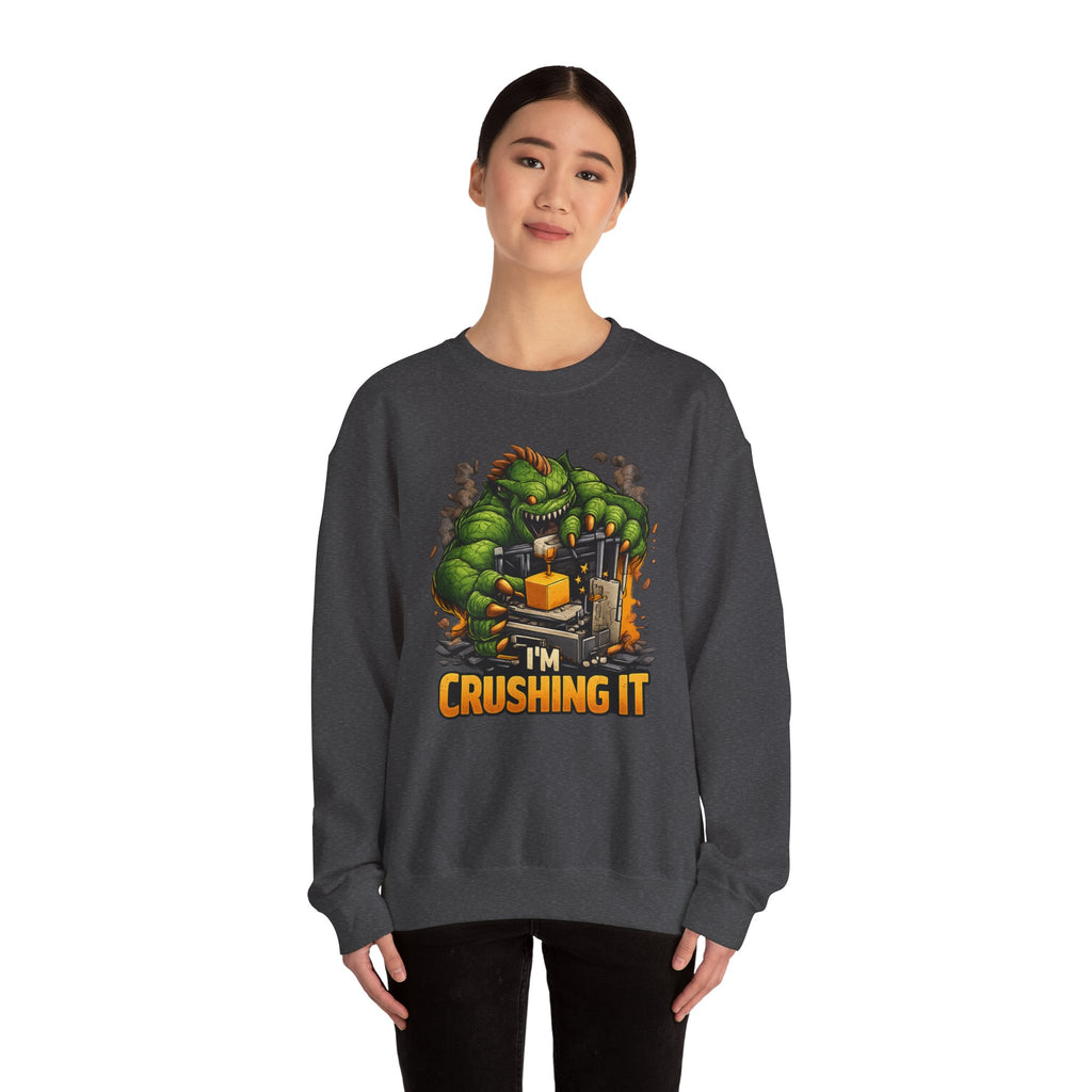 3D Printer Monster Crushing It sweatshirt | I'm Crushing It 3D Printing Crewneck