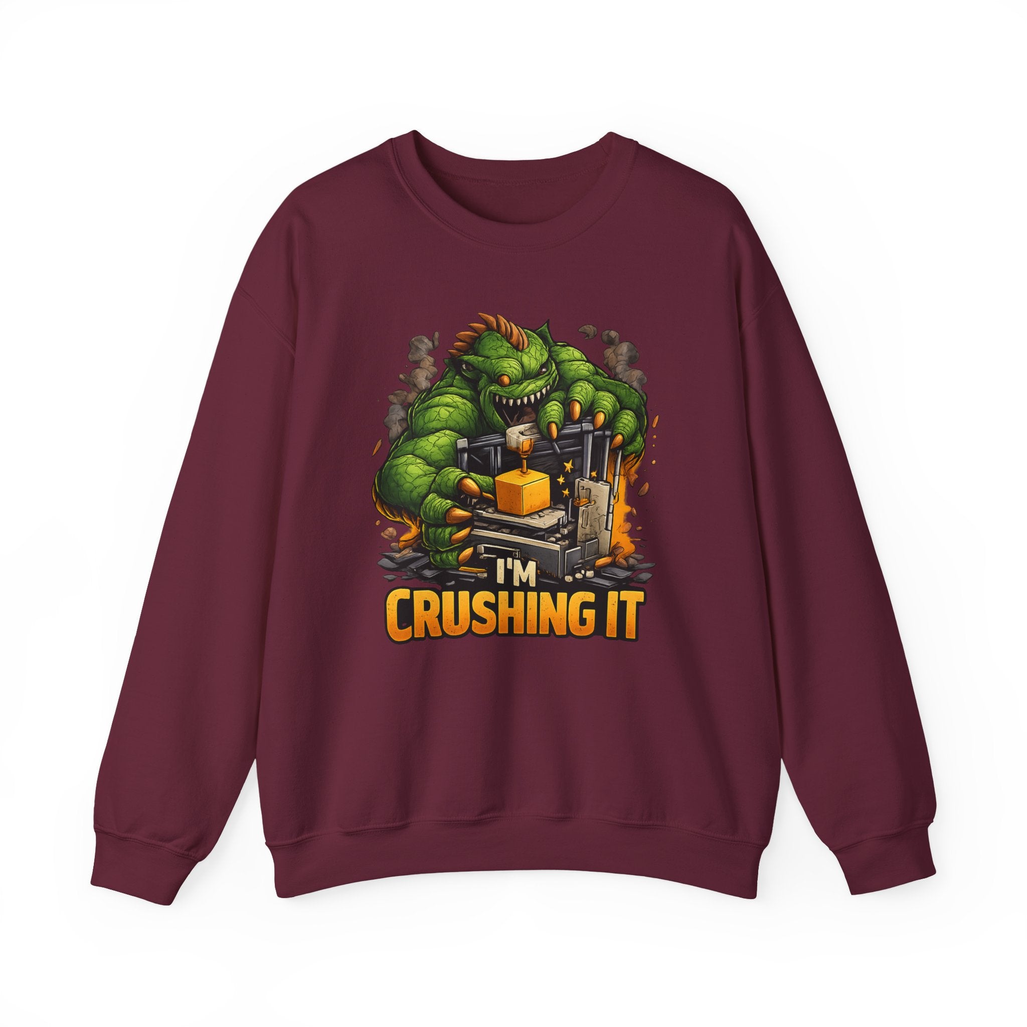 3D Printer Monster Crushing It sweatshirt | I'm Crushing It 3D Printing Crewneck