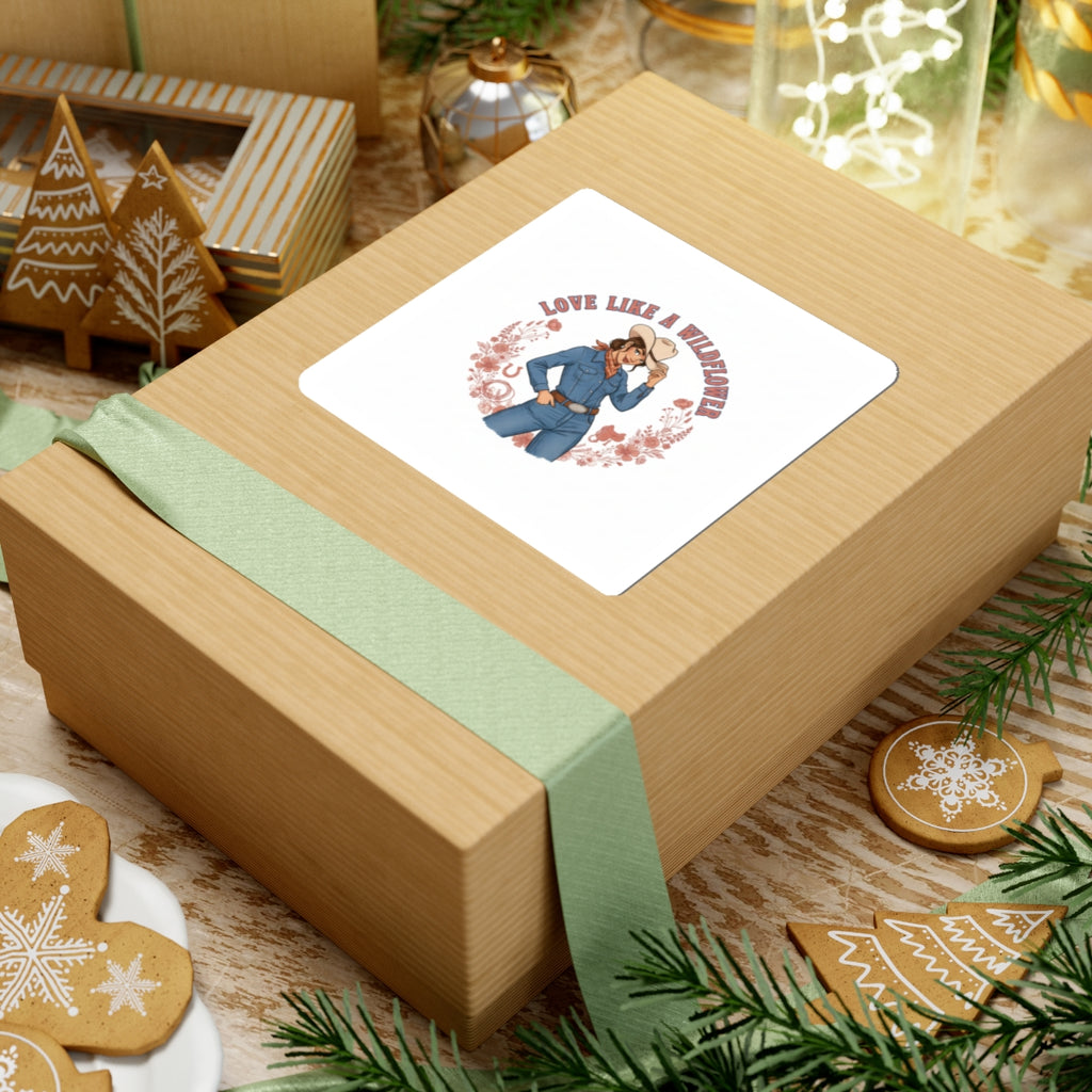 Love Like a Wildflower Kiss-Cut Sticker | Western Valentine, Cowgirl Boot Heart