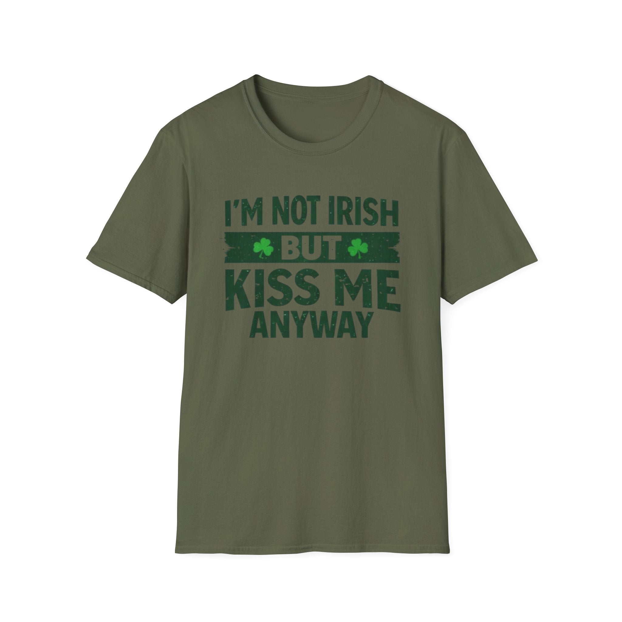 St. Patrick's Day T-Shirt — "I'm Not Irish But Kiss Me Anyway" — Funny Shamrock Graphic Tee