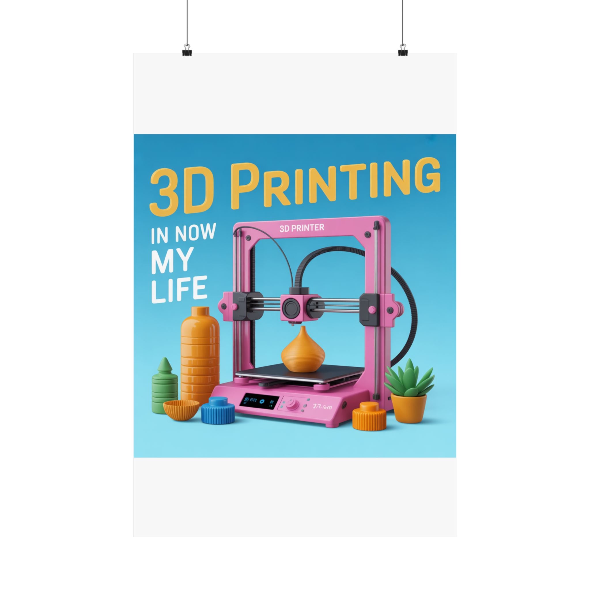 3D Printing Poster Matte Vertical Poster | 3D Printer Illustration, Tech Decor