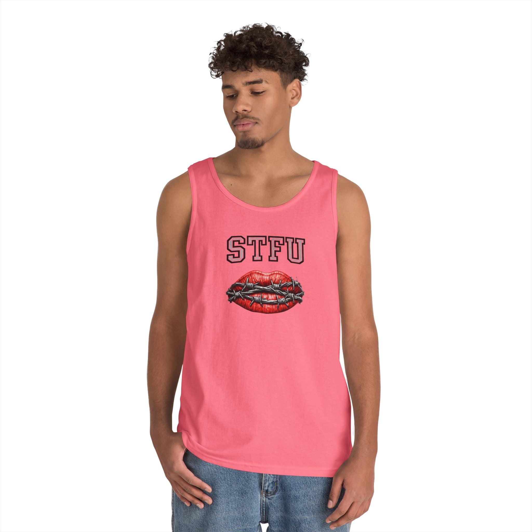 STFU Barbed Wire Lips Tank Top | Funny Censored Graphic