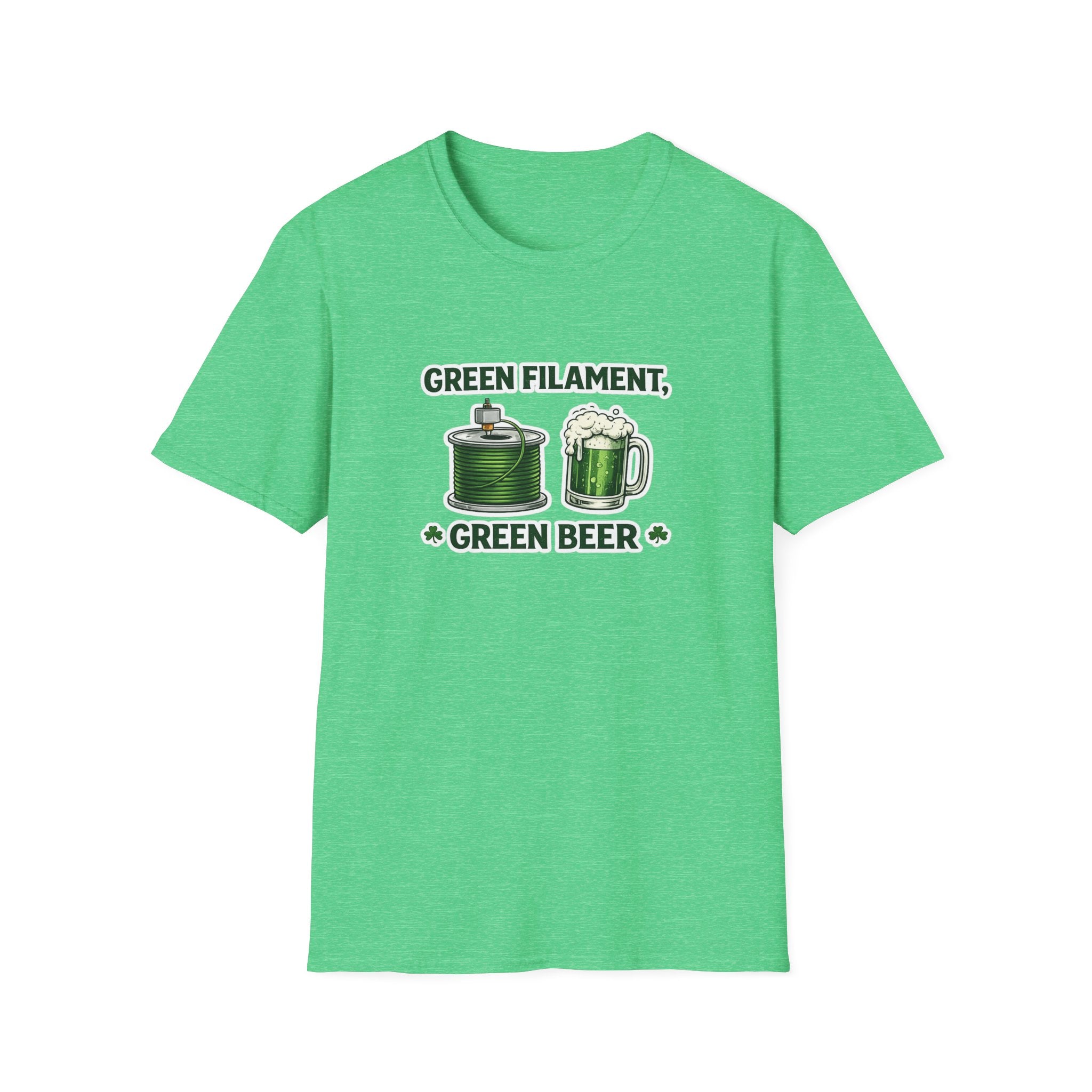 St. Patrick's Day 3D Printing T-Shirt - Green Filament & Green Beer - Funny Maker Holiday Tee
