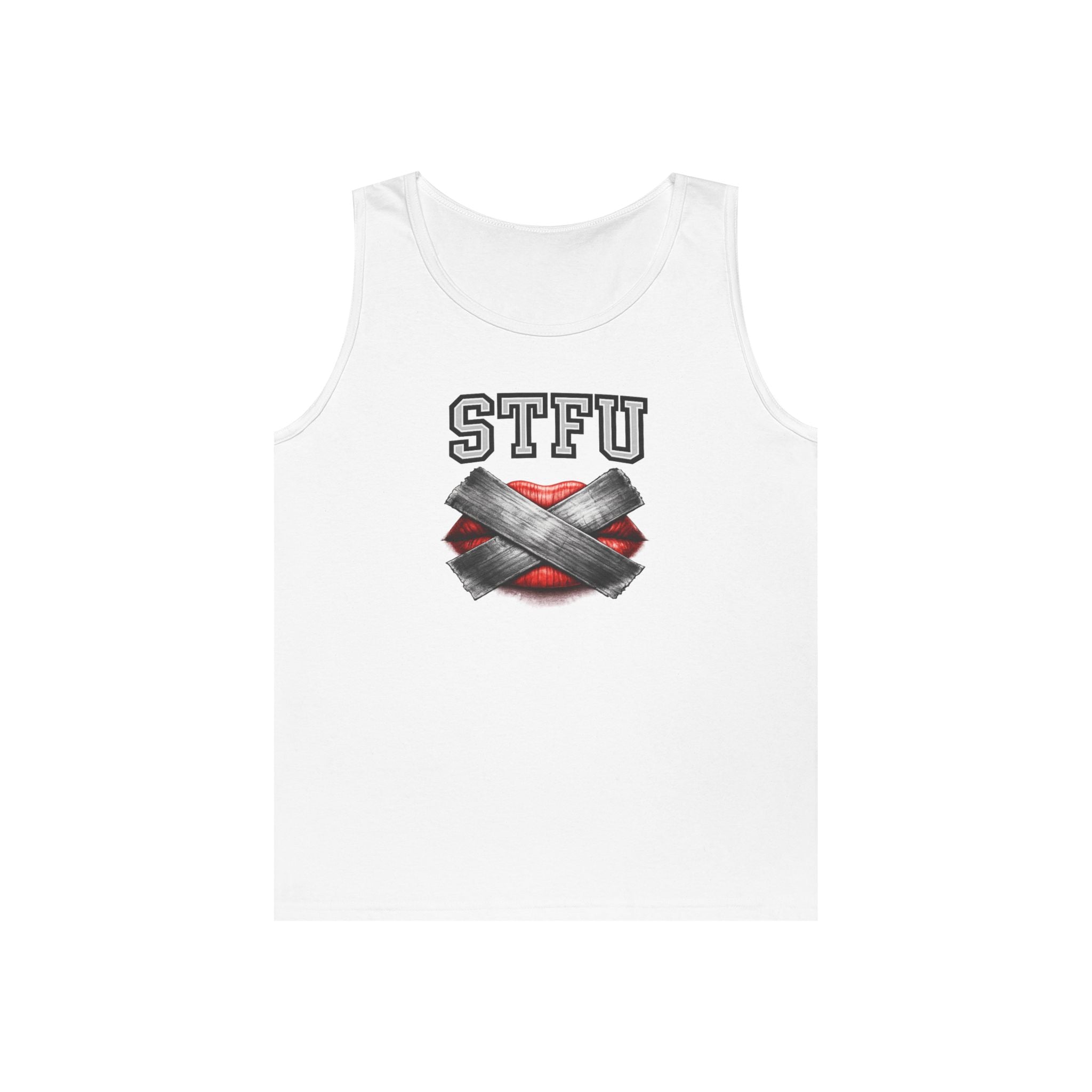 STFU Tape Lips Tank Top | Funny Censored Graphic