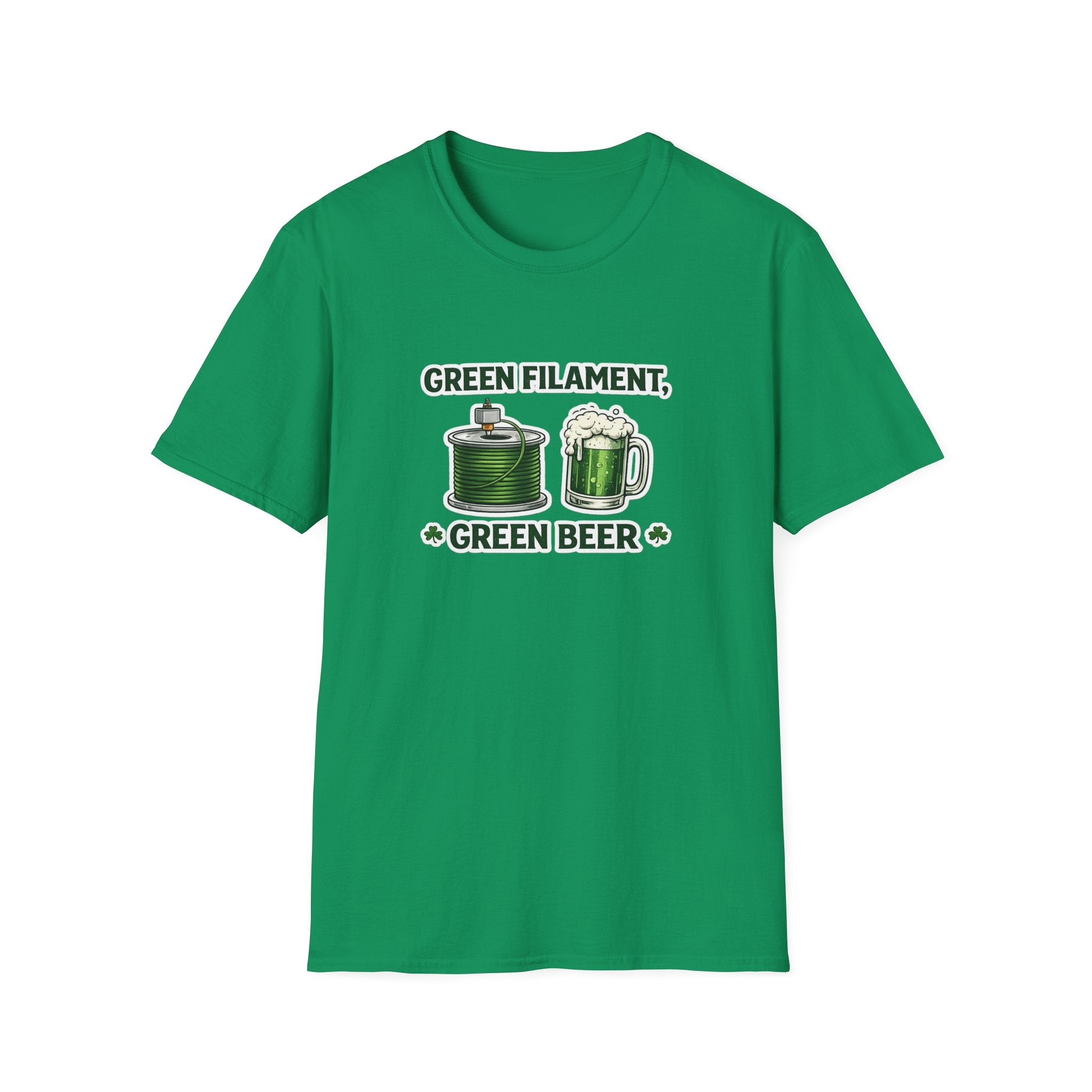St. Patrick's Day 3D Printing T-Shirt - Green Filament & Green Beer - Funny Maker Holiday Tee