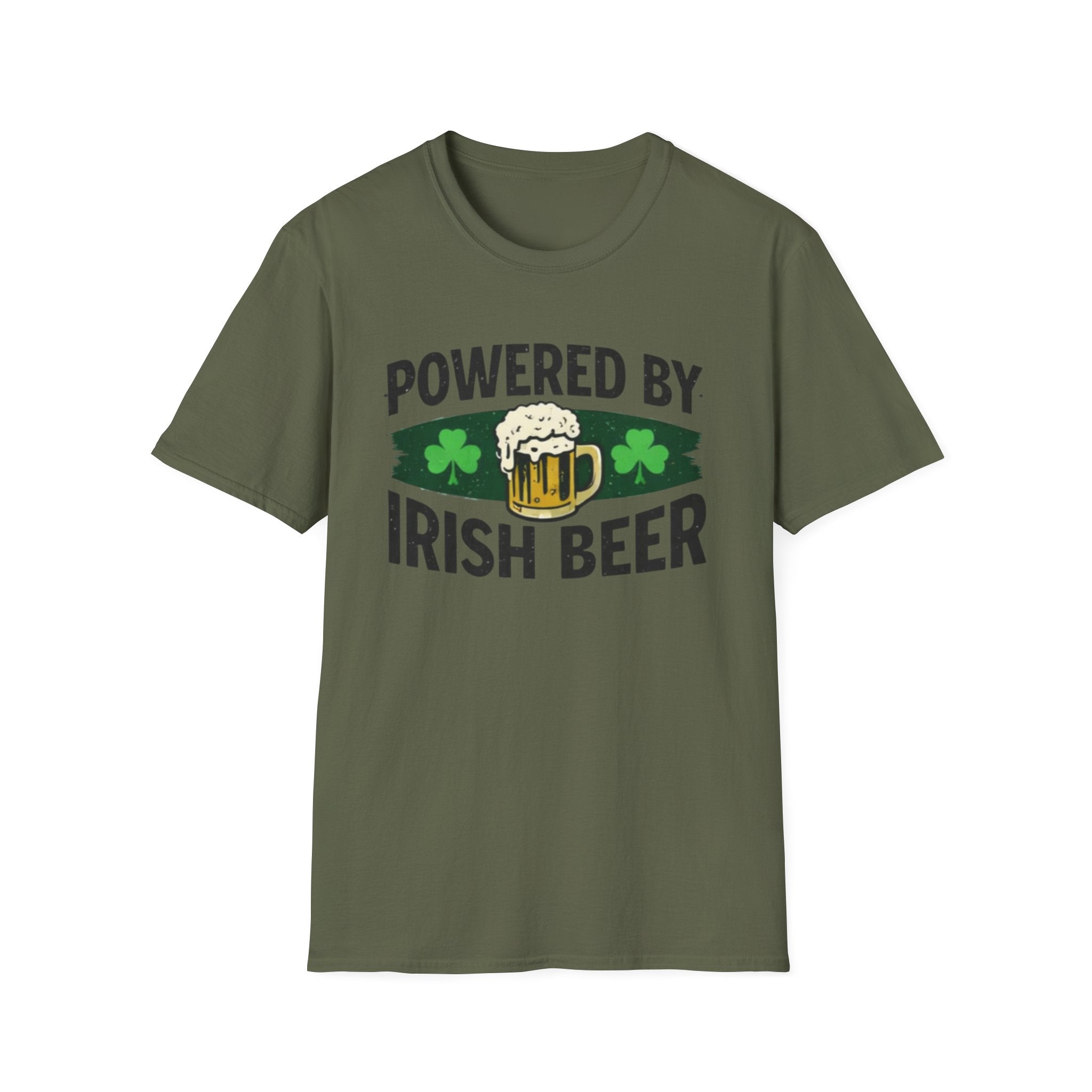 Powered By Irish Beer T-Shirt | Funny St. Patrick’s Day Beer Tee | Irish Pride Graphic Shirt