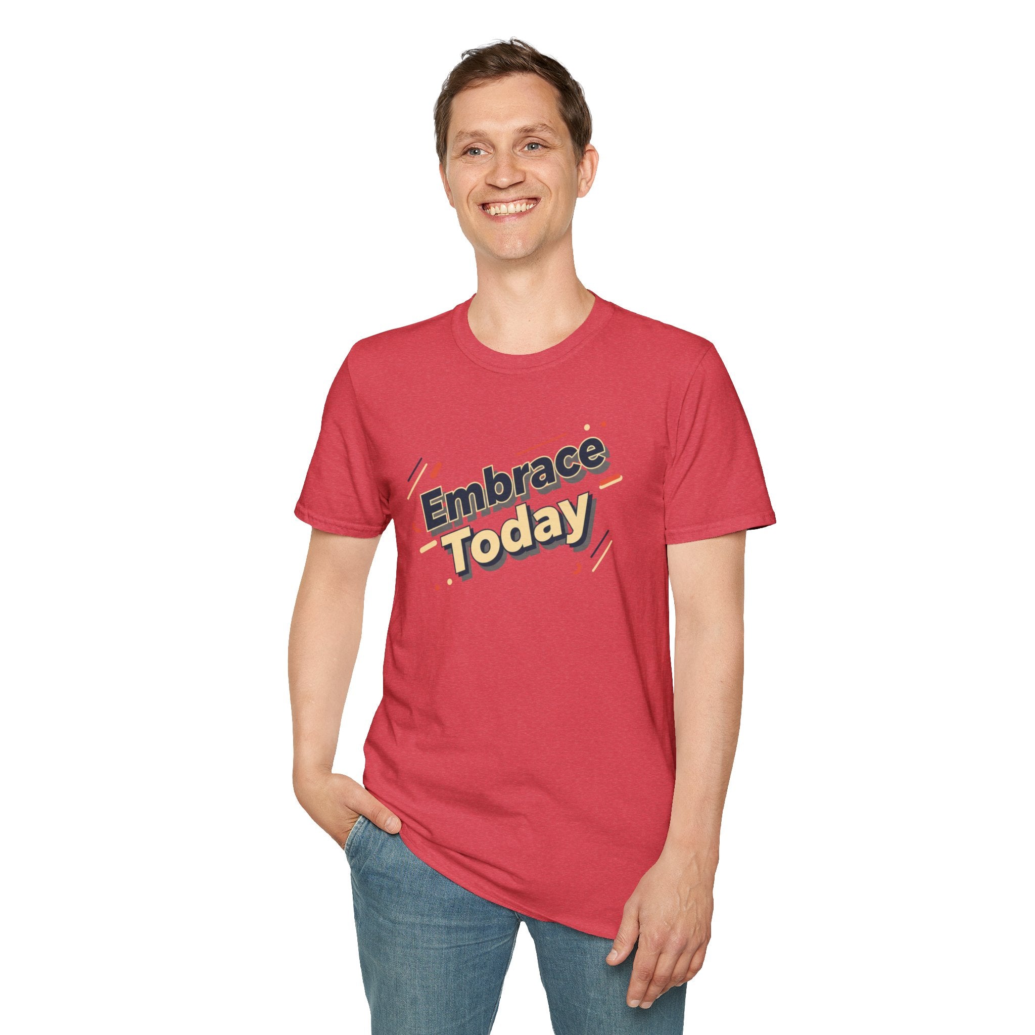 Embrace Today Tee | shadow typography shirt, 3D simple text