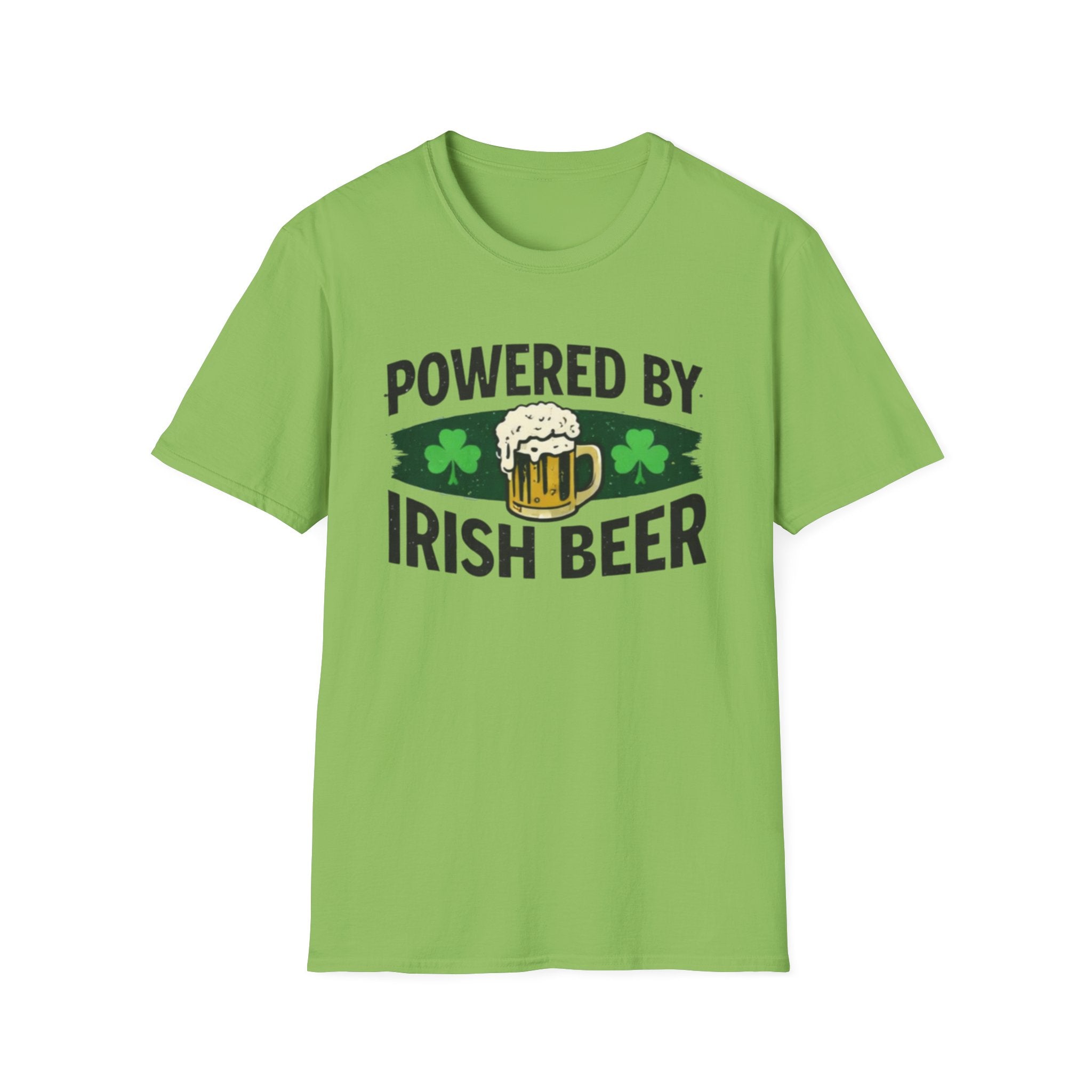 Powered By Irish Beer T-Shirt | Funny St. Patrick’s Day Beer Tee | Irish Pride Graphic Shirt