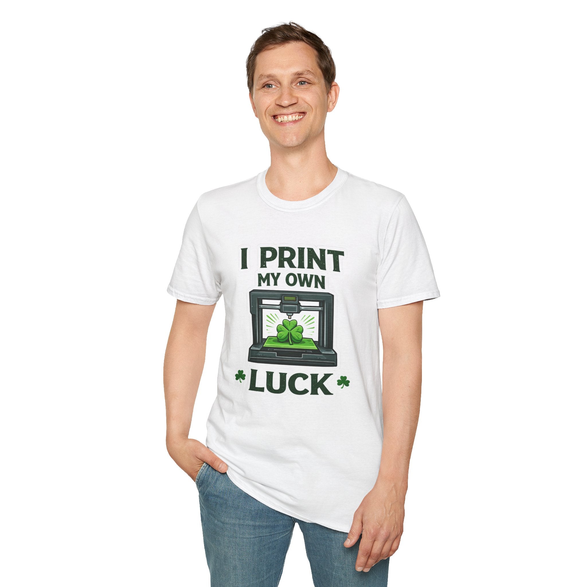 I Print My Own Luck St. Patrick's Day T-Shirt | Funny 3D Printing Maker Tee | Lucky Shamrock Graphic Shirt