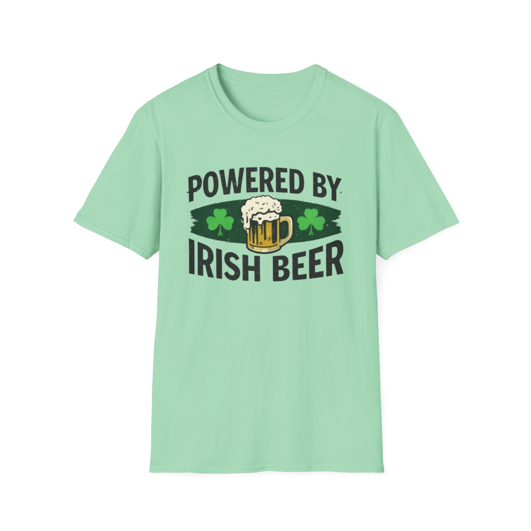 Powered By Irish Beer T-Shirt | Funny St. Patrick’s Day Beer Tee | Irish Pride Graphic Shirt
