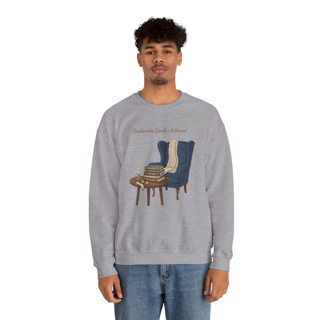 Bookworm Goals Achieved Sweatshirt | Reading Challenge, Cozy Library Vibes