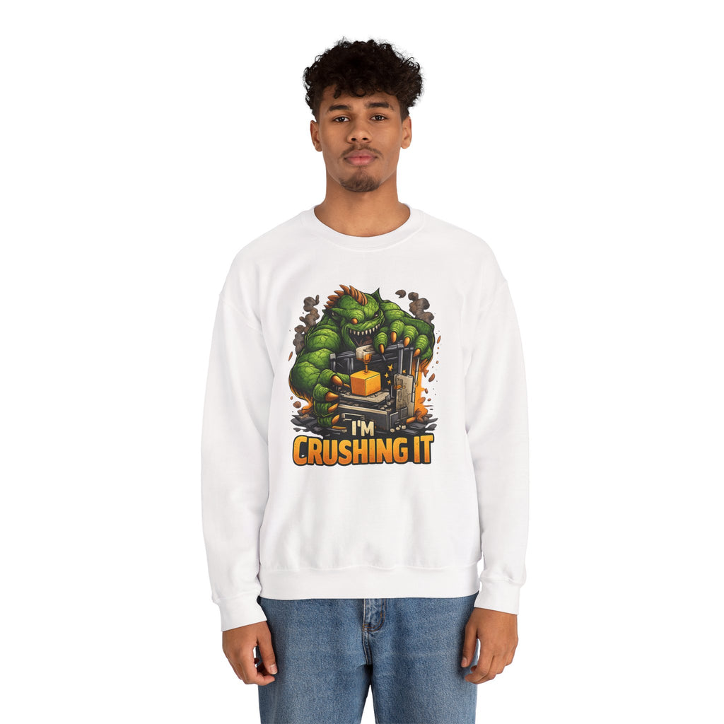 3D Printer Monster Crushing It sweatshirt | I'm Crushing It 3D Printing Crewneck