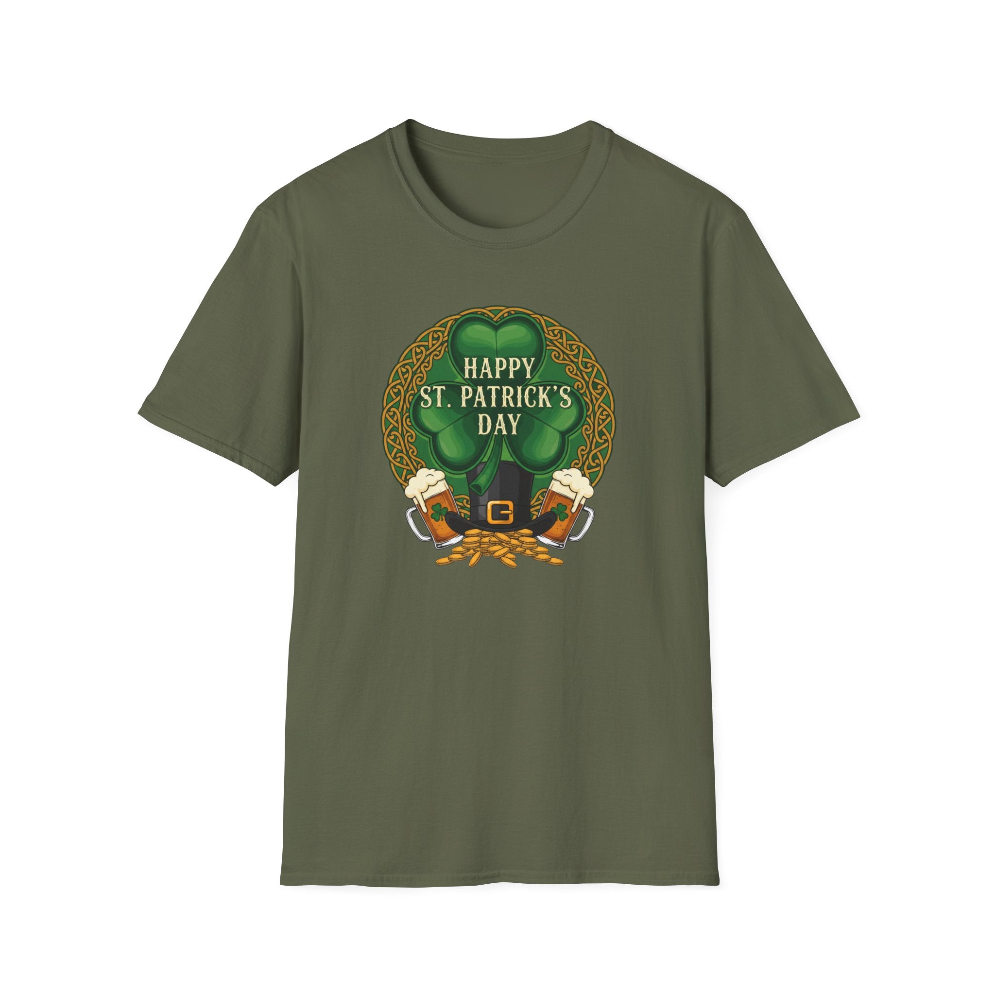 St. Patrick's Day T-Shirt — "Happy St. Patrick's Day" Leprechaun Beer Graphic