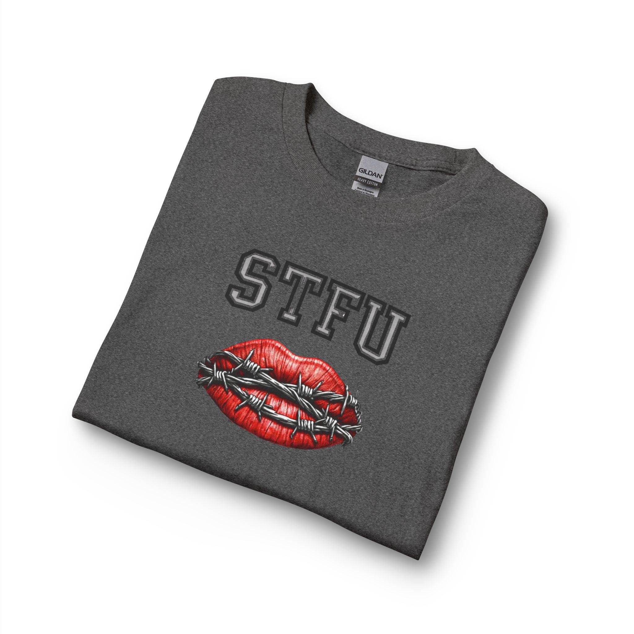 STFU Barbed Wire Lips Long Sleeve T-Shirt | Censored Graphic