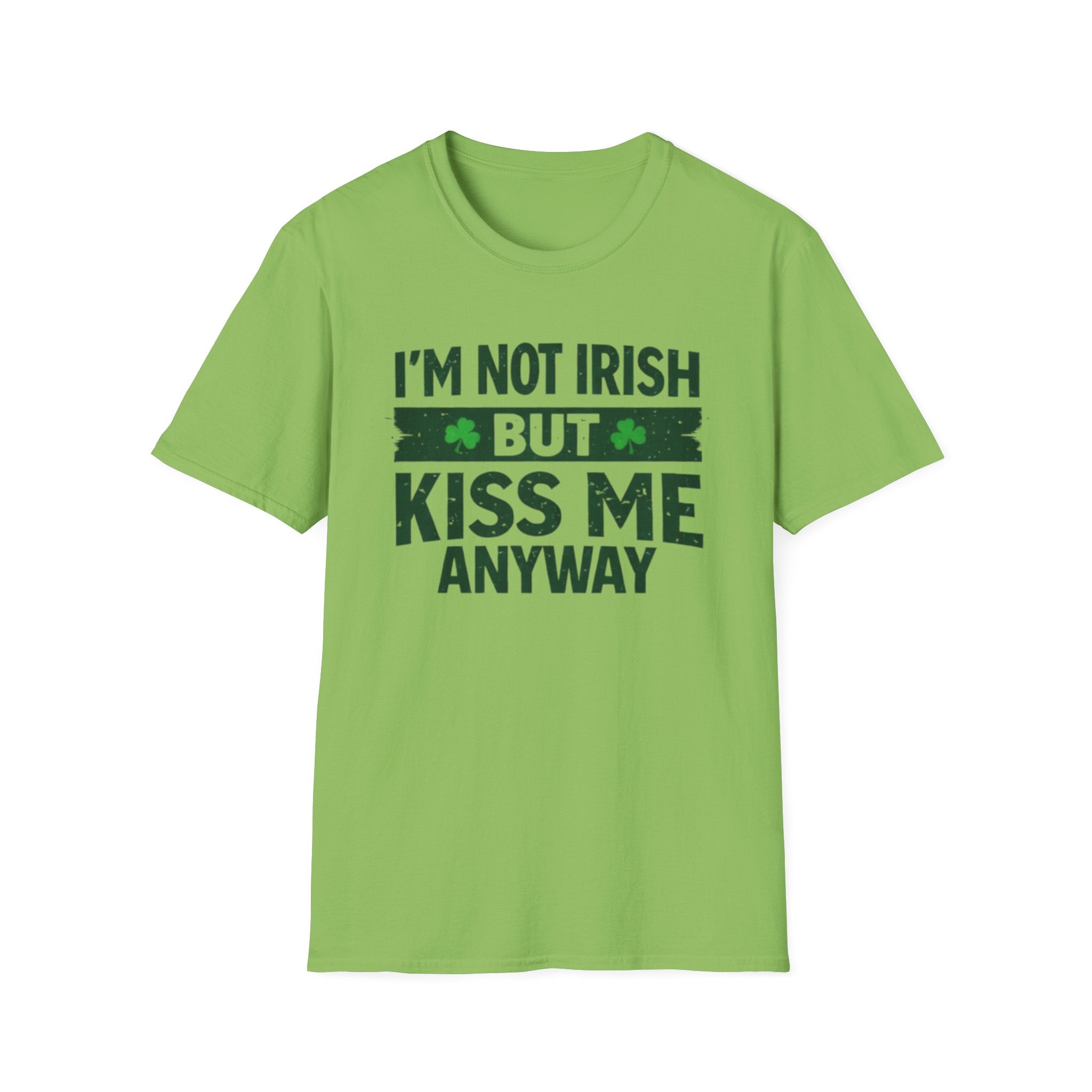 St. Patrick's Day T-Shirt — "I'm Not Irish But Kiss Me Anyway" — Funny Shamrock Graphic Tee