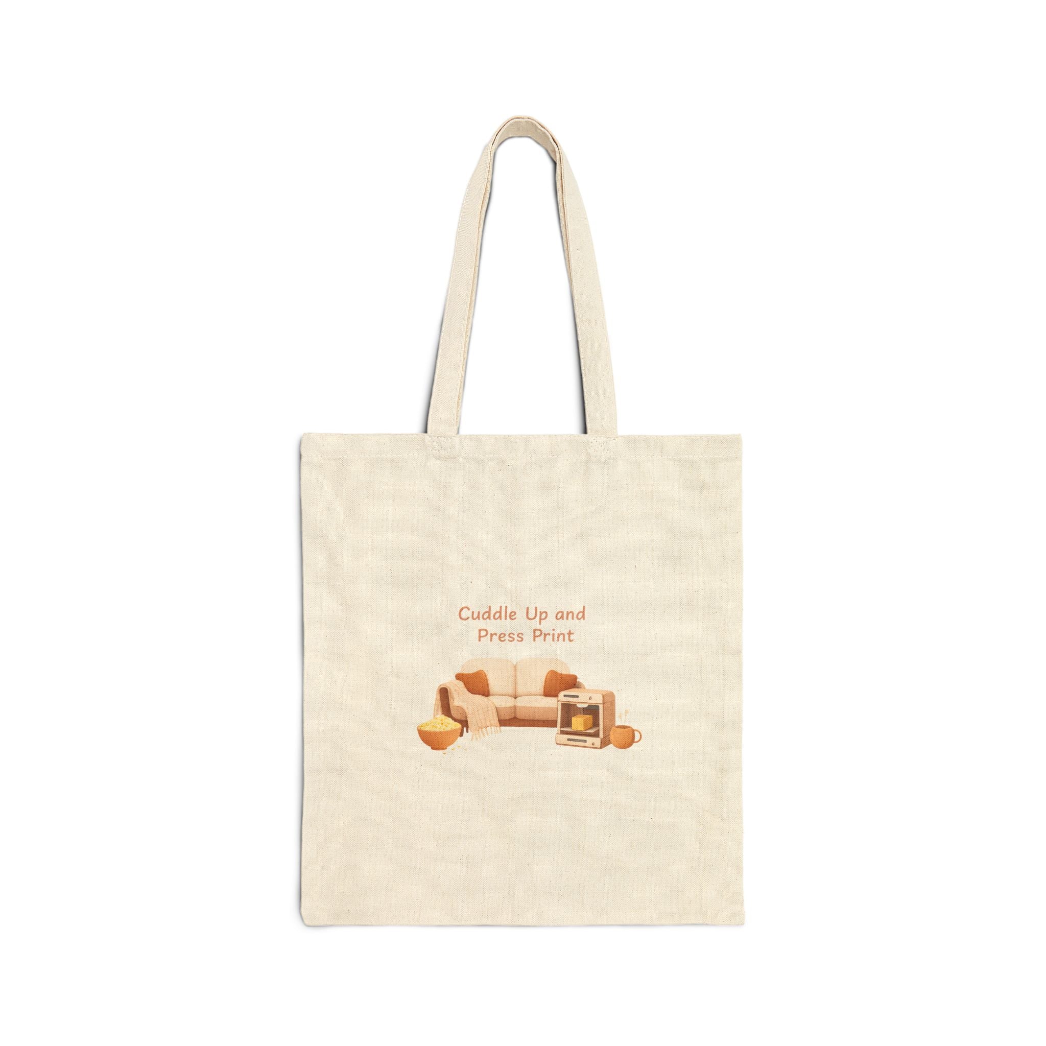 Cuddle Up Sofa Illustration Tote | cozy night art, hygge vibes