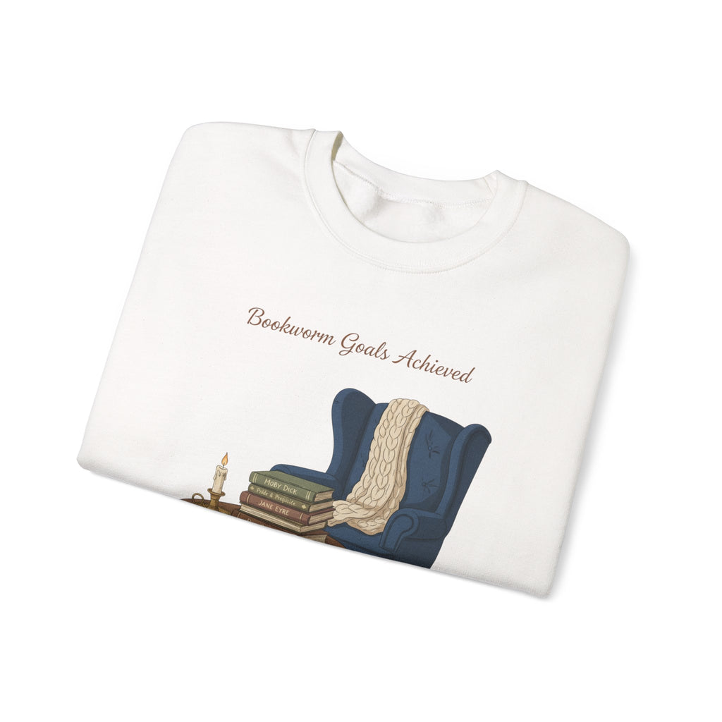 Bookworm Goals Achieved Sweatshirt | Reading Challenge, Cozy Library Vibes