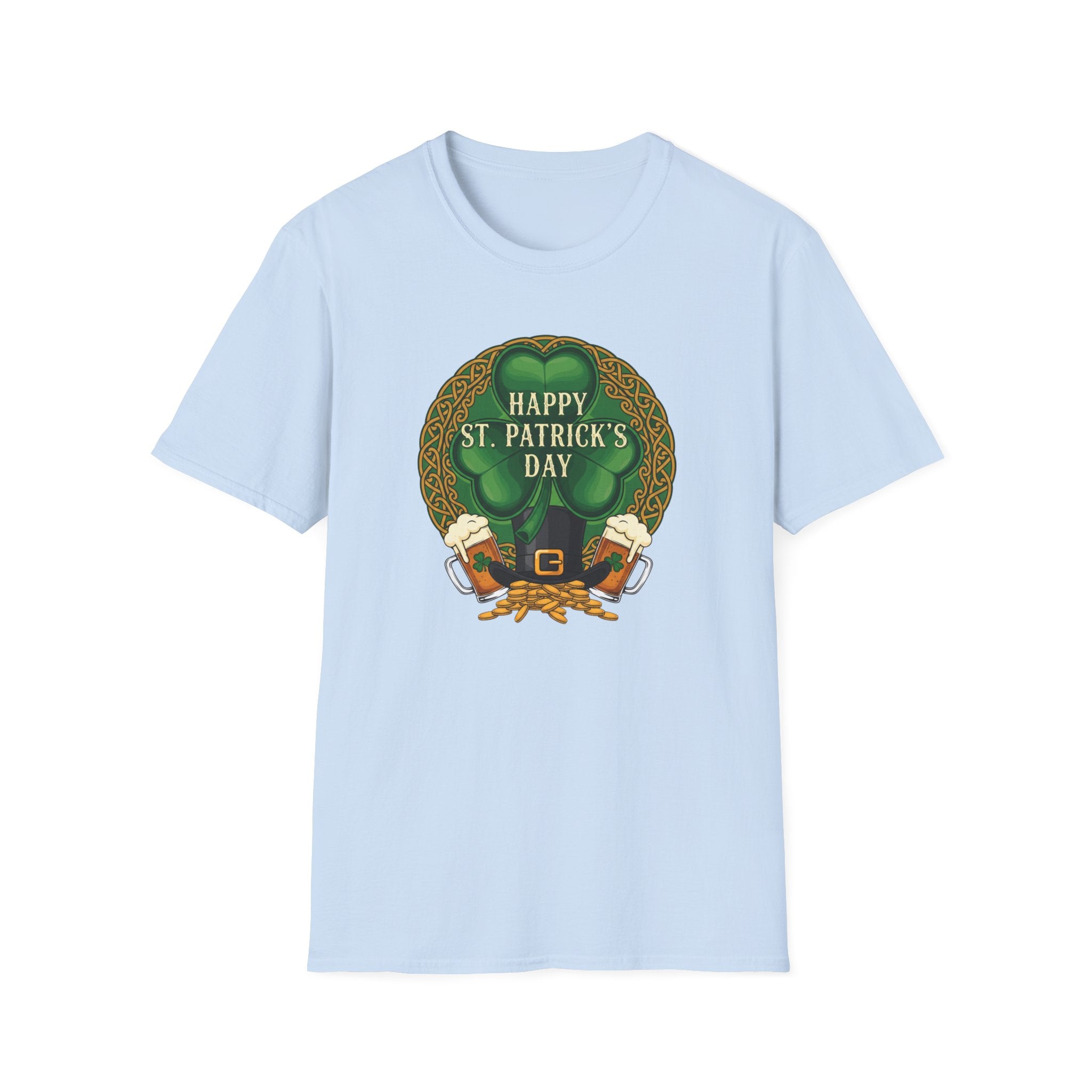 St. Patrick's Day T-Shirt — "Happy St. Patrick's Day" Leprechaun Beer Graphic