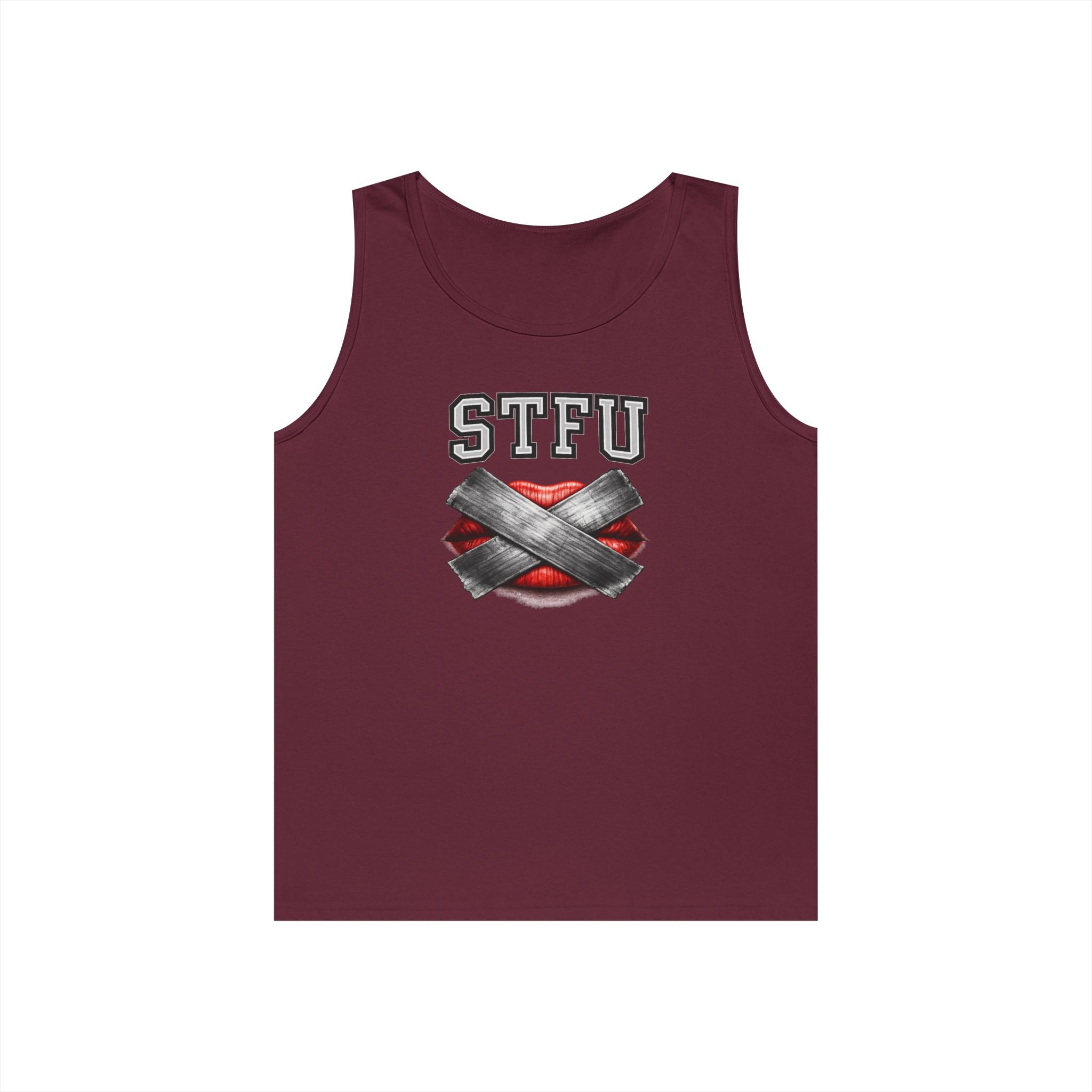 STFU Tape Lips Tank Top | Funny Censored Graphic