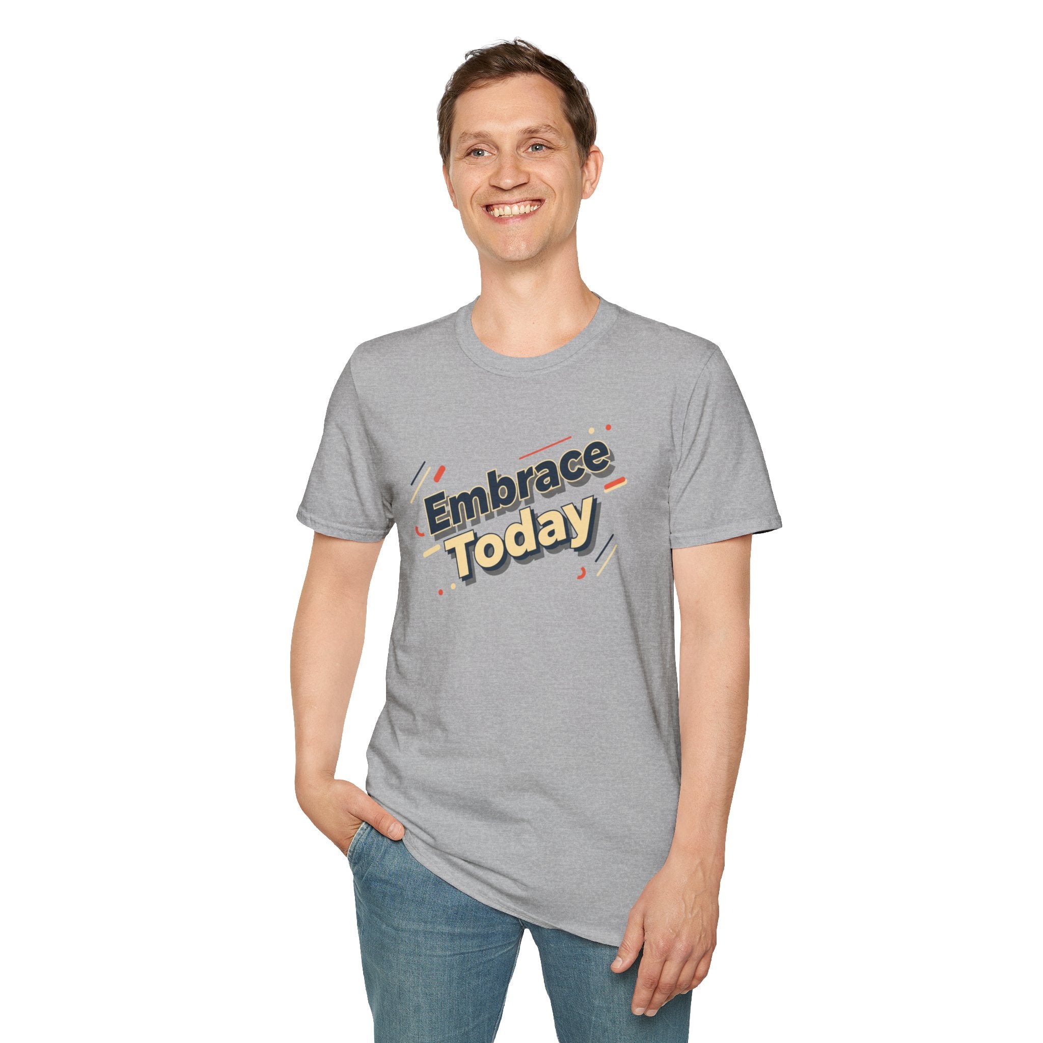 Embrace Today Tee | shadow typography shirt, 3D simple text