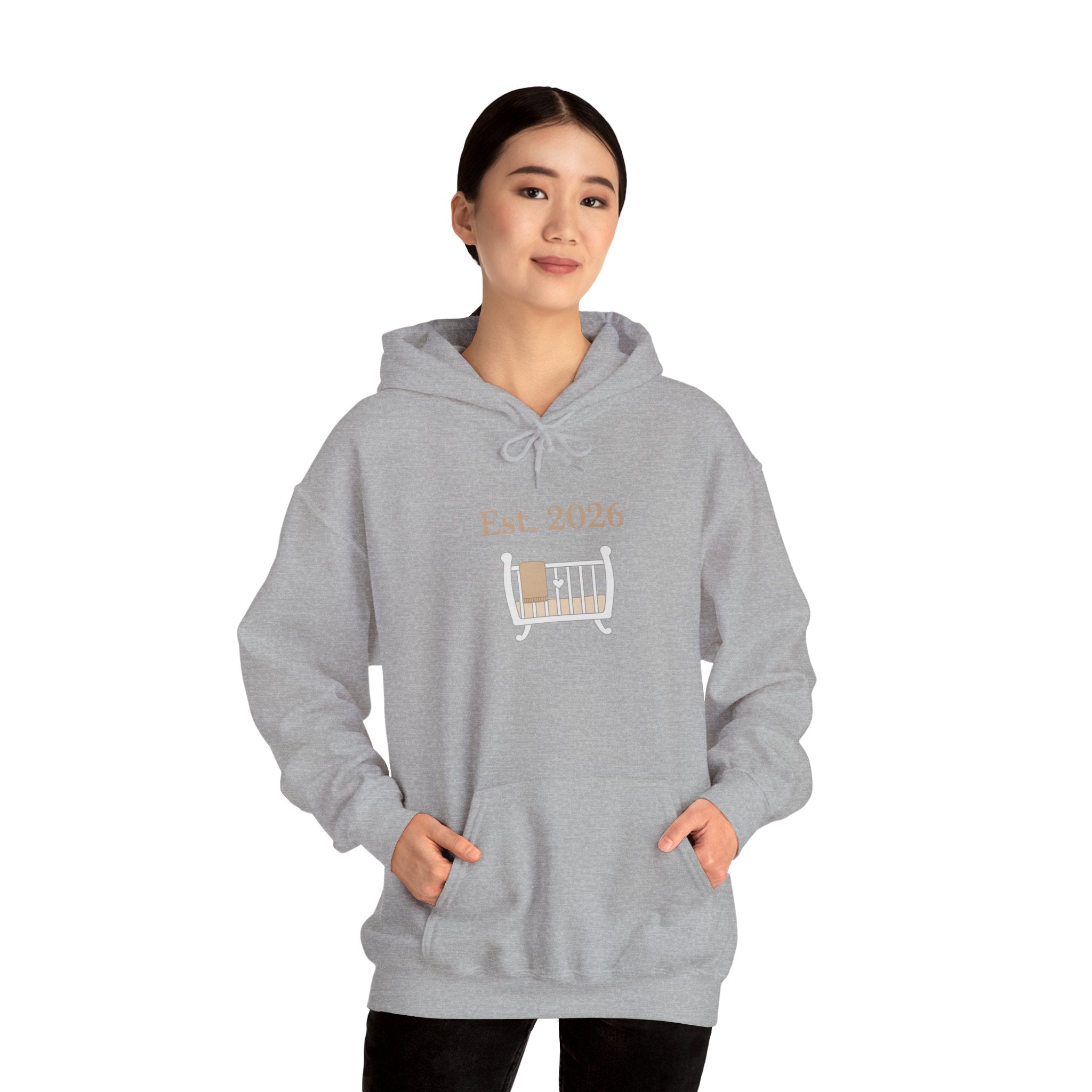 Est. 2026 Hoodie | Parent Announcement, Minimal Typewriter Badge