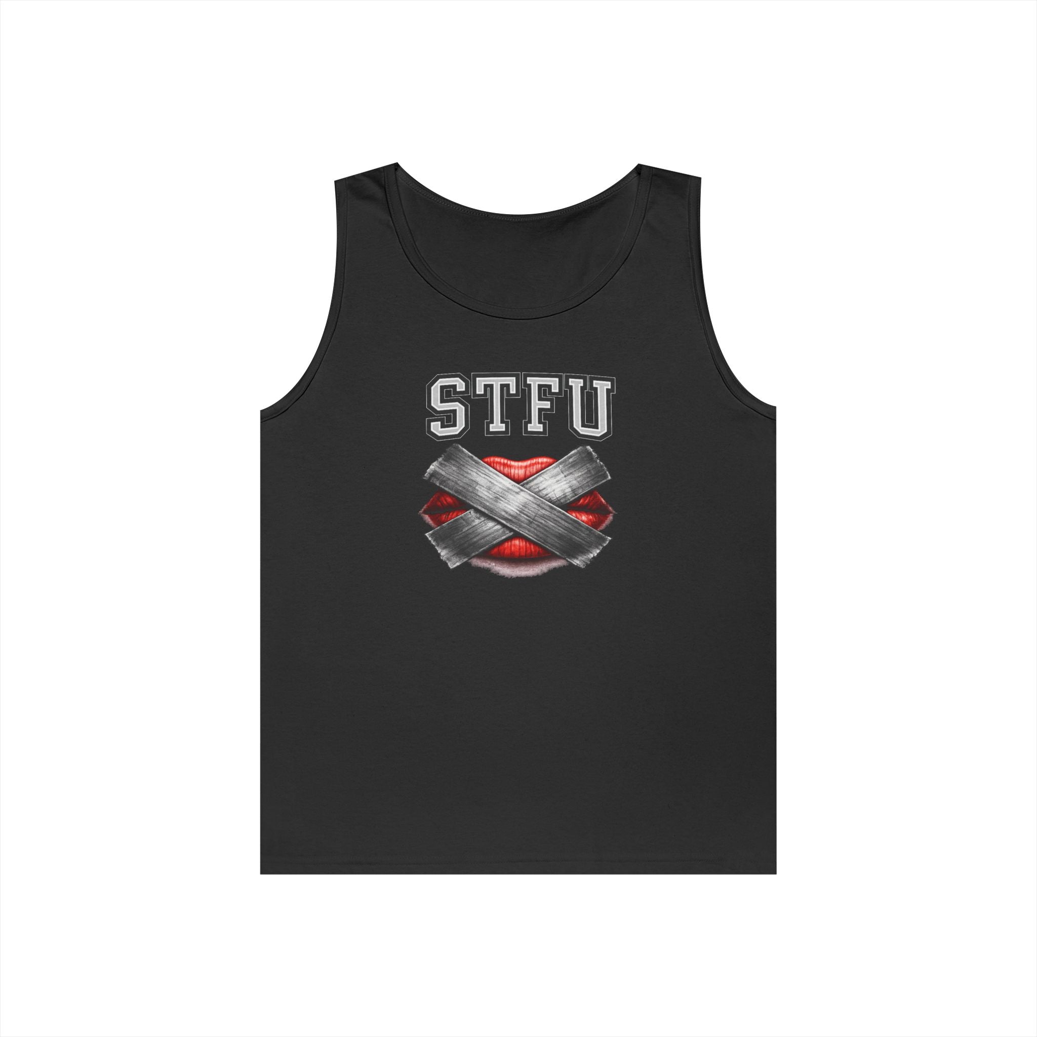 STFU Tape Lips Tank Top | Funny Censored Graphic