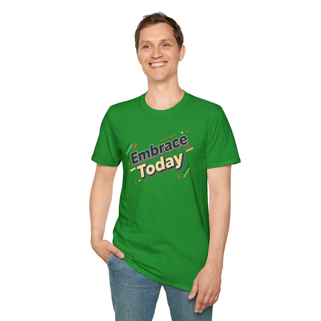 Embrace Today Tee | shadow typography shirt, 3D simple text